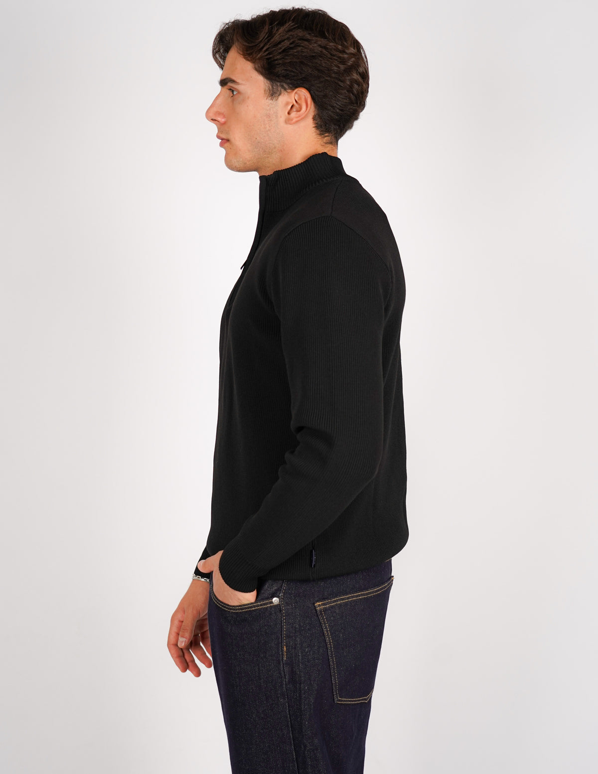 maglione mezza zip over d antipilling