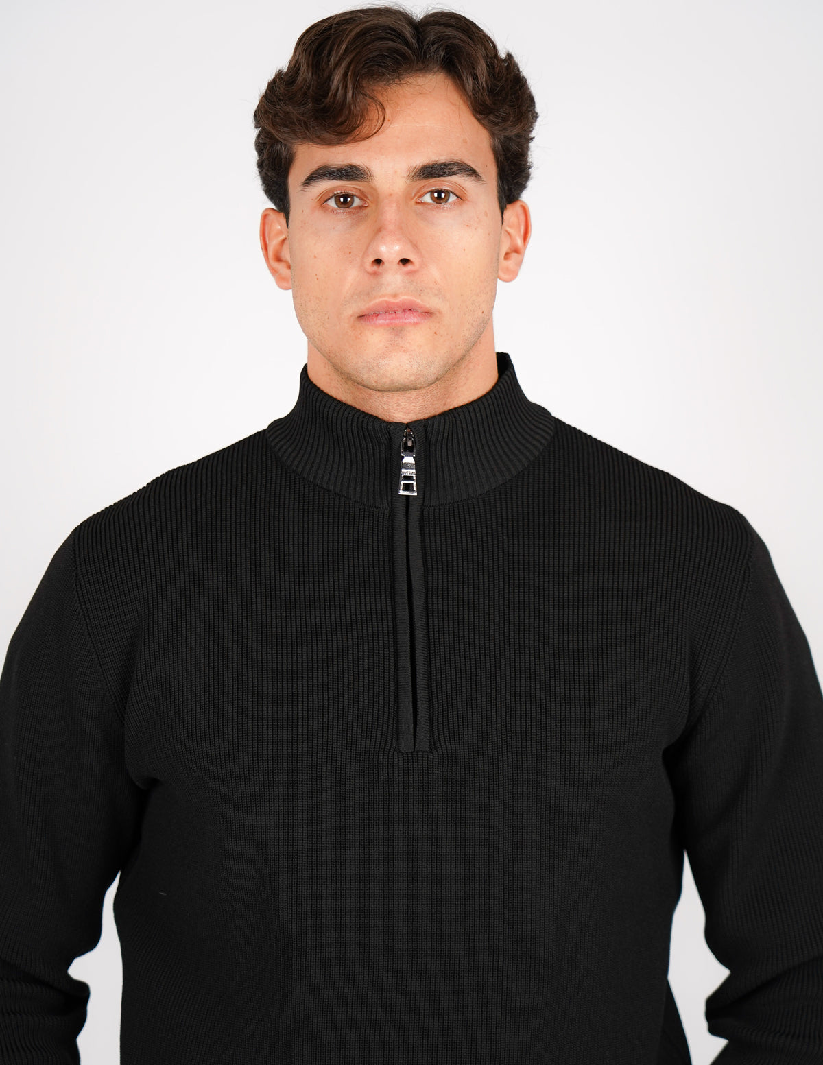 maglione mezza zip over d antipilling