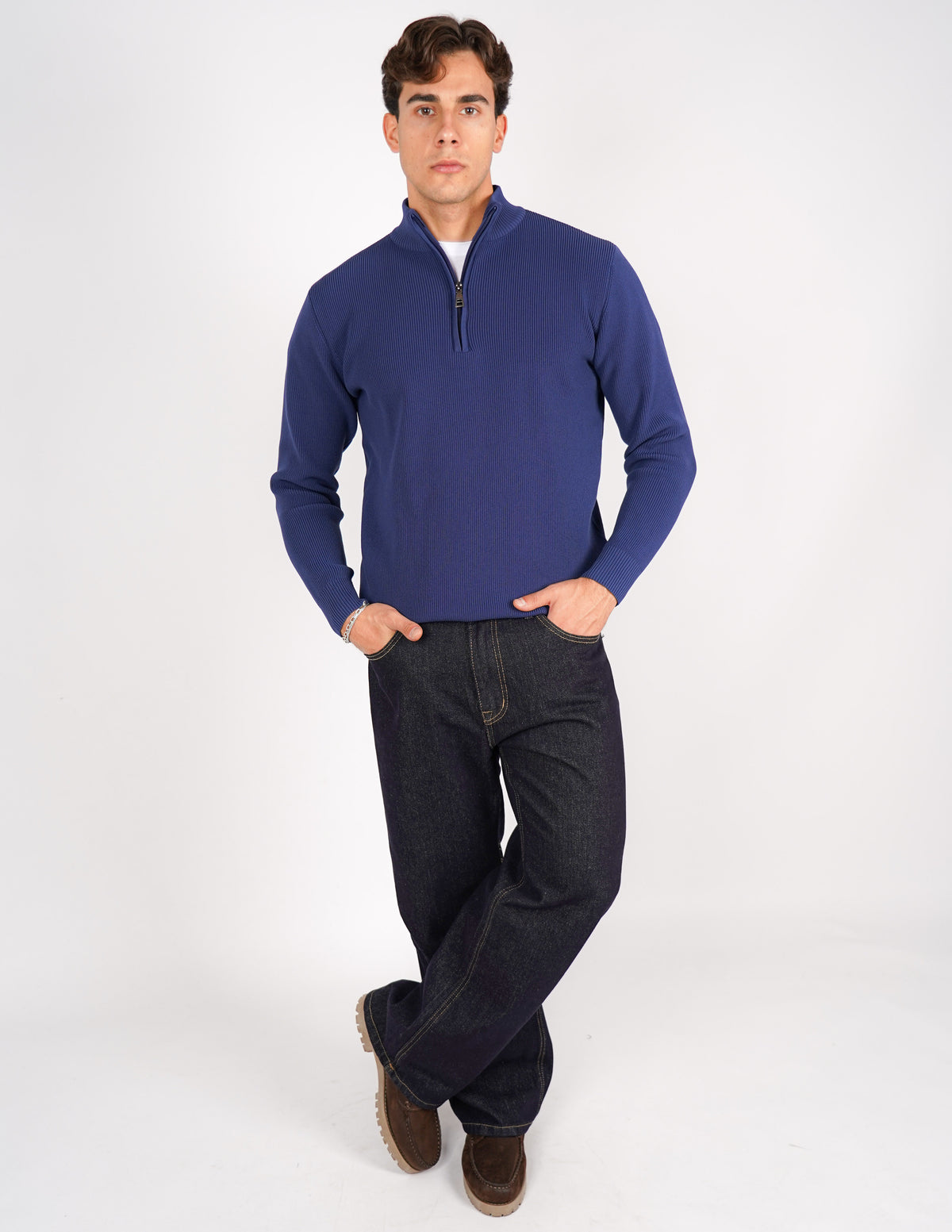 maglione mezza zip over d antipilling