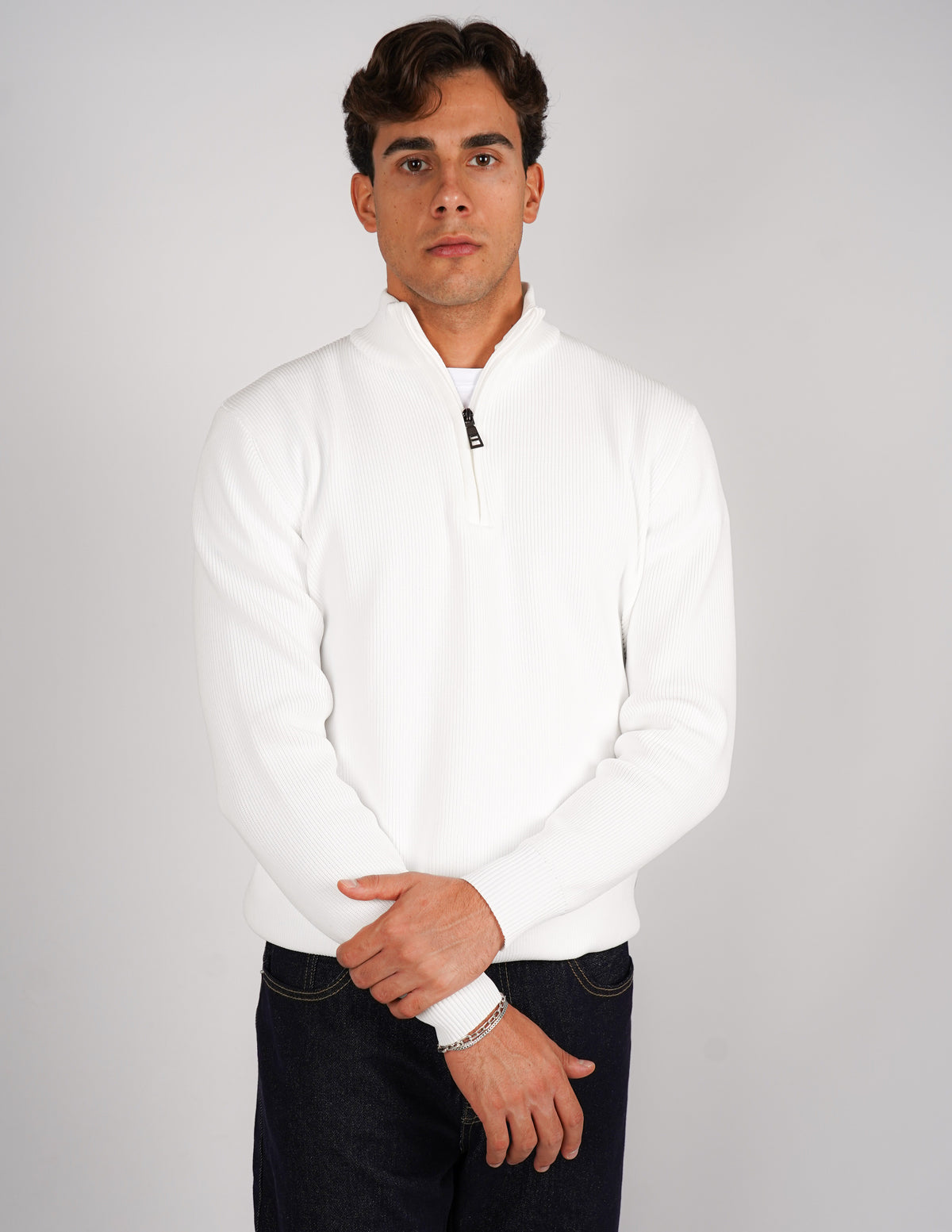 maglione mezza zip over d antipilling