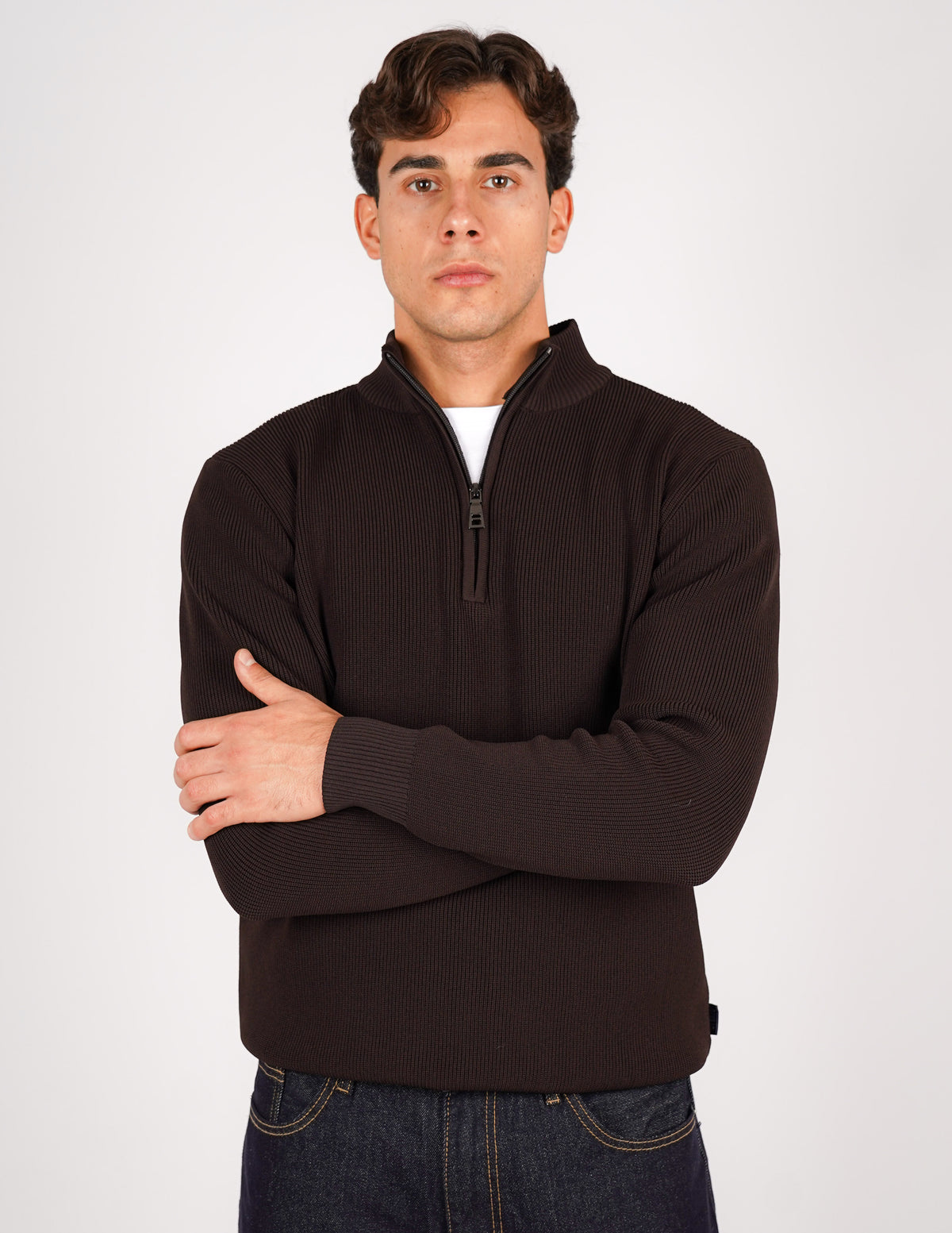 maglione mezza zip over d antipilling