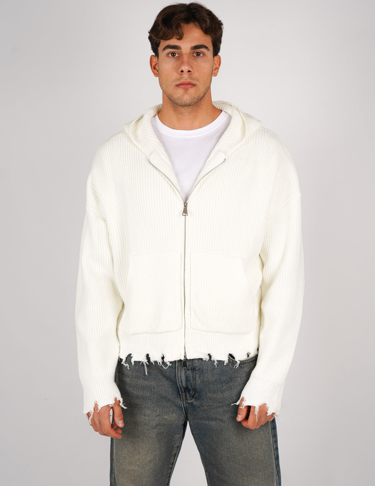 maglione misto lana crop fit
