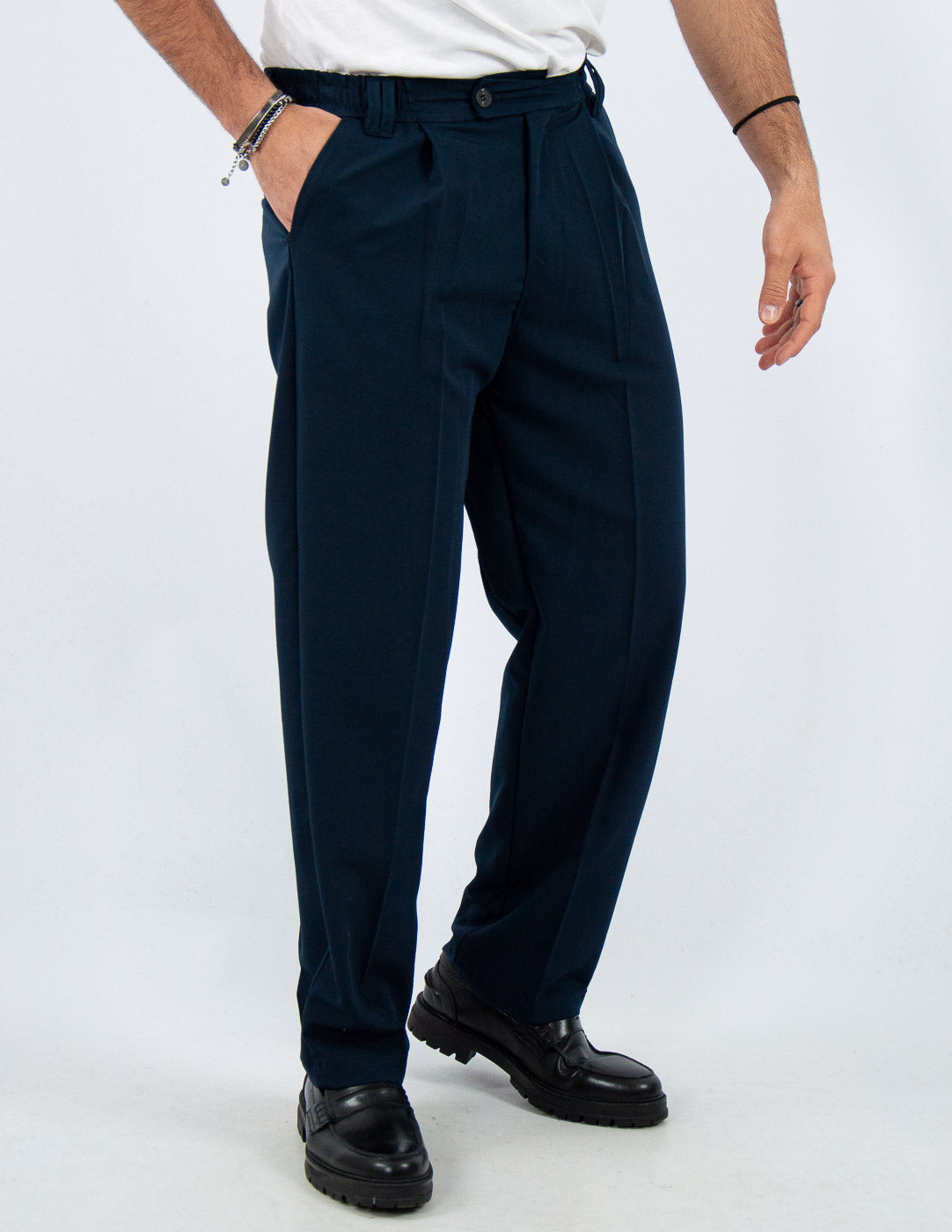 pantalone uomo fondo largo tinta unita