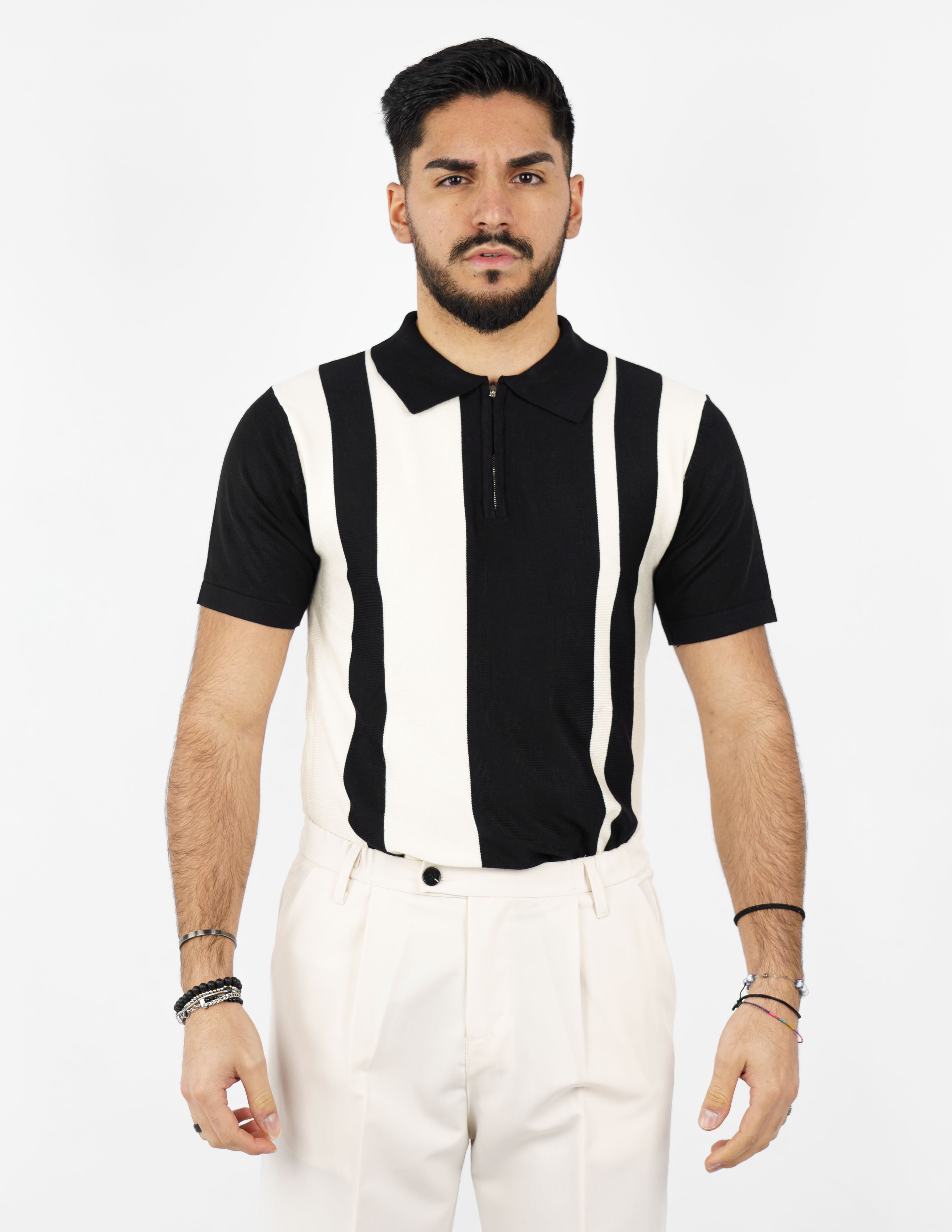 polo in filo con zip doppio colore