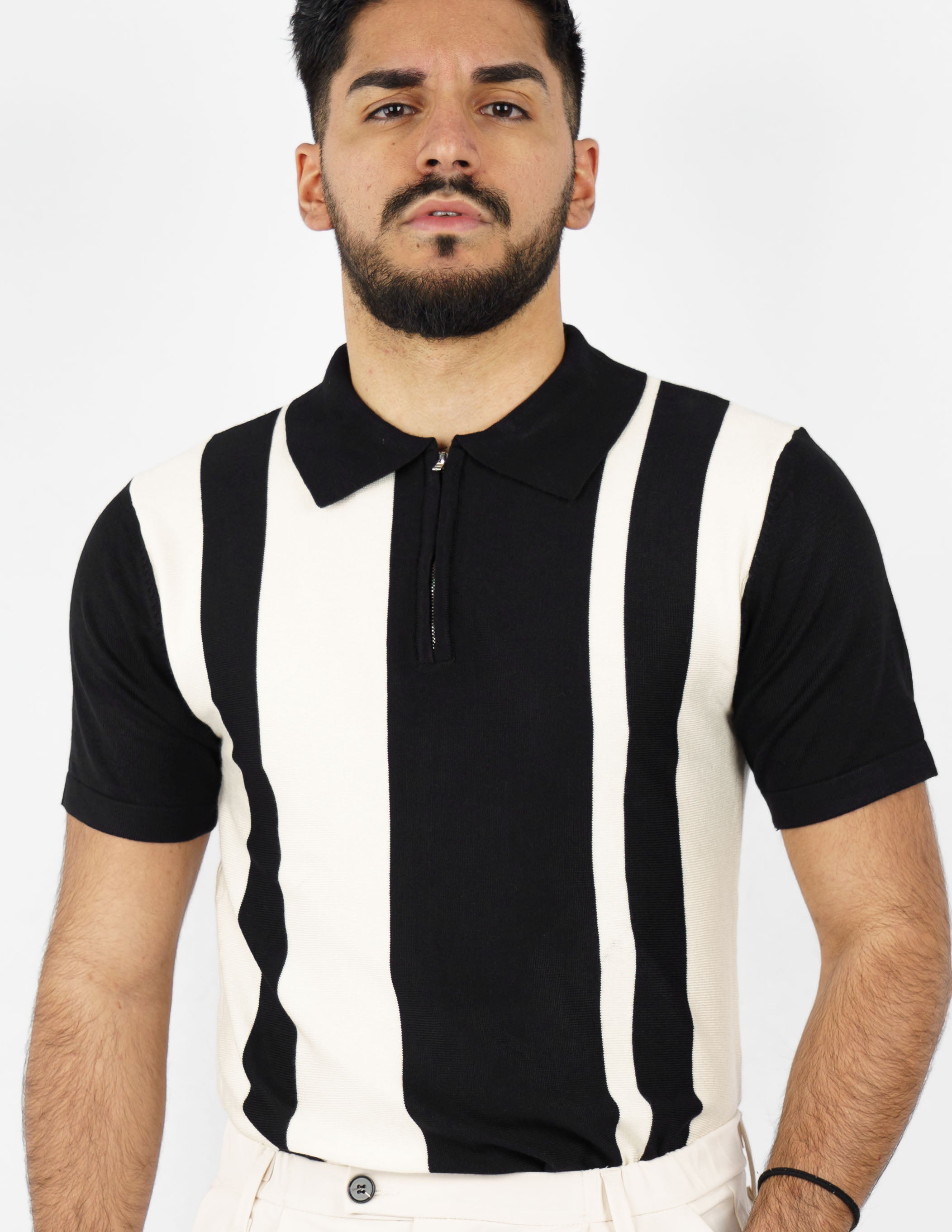 polo in filo con zip doppio colore