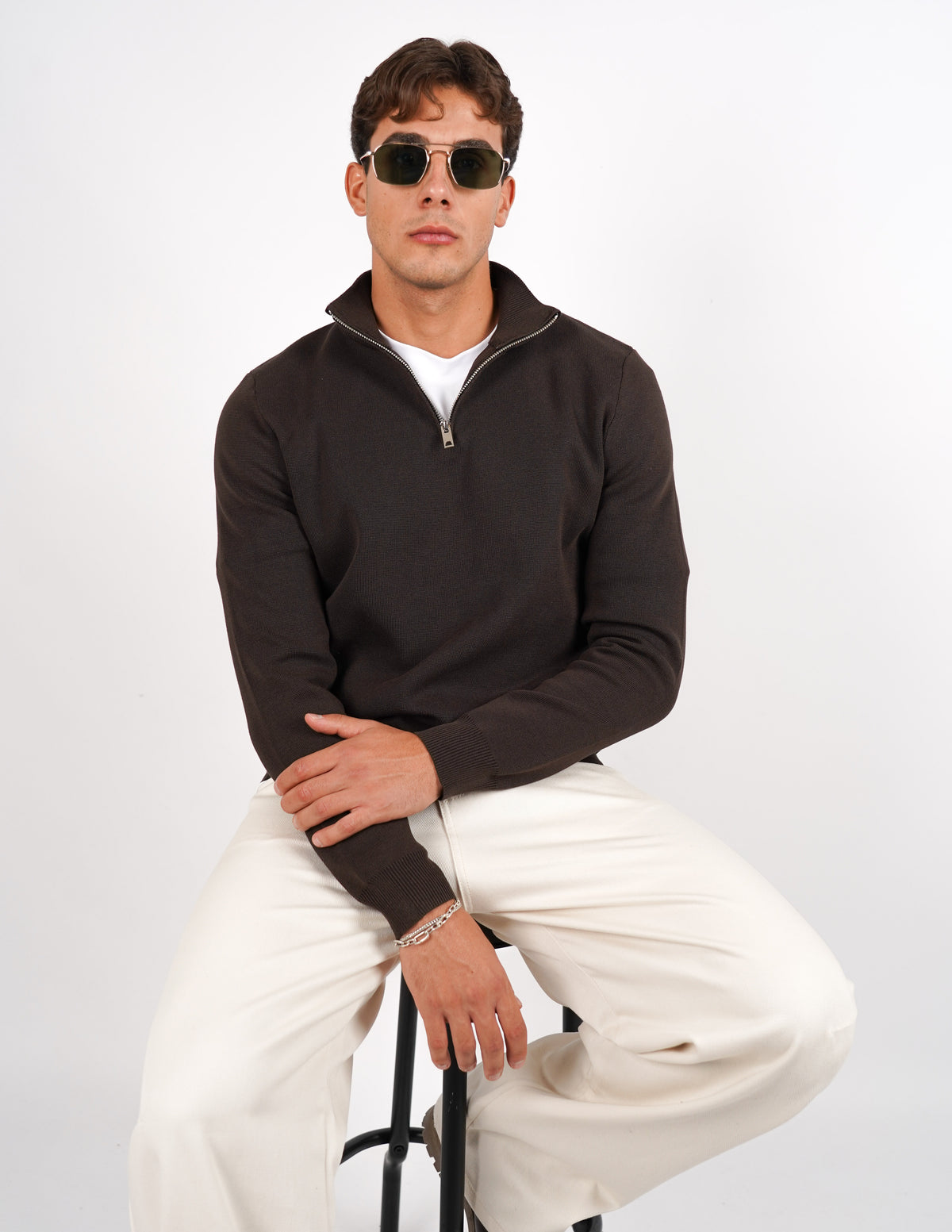 Pullover con mezza cerniera Regular Fit