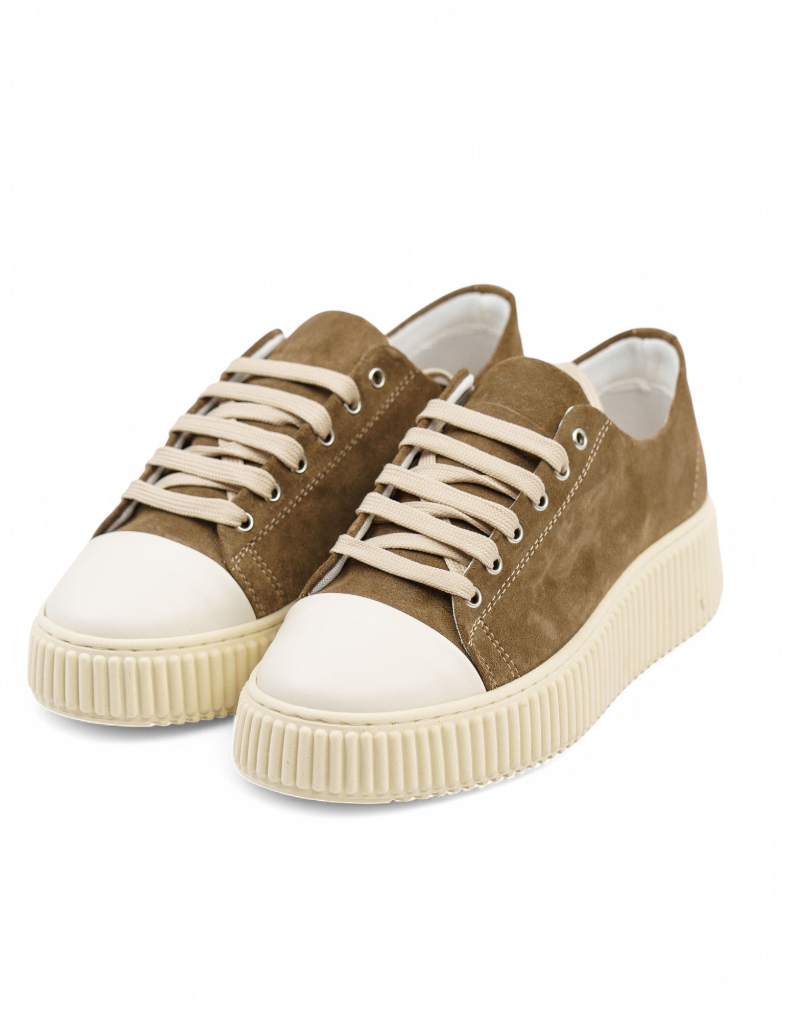 sneakers in pelle con fondo alto