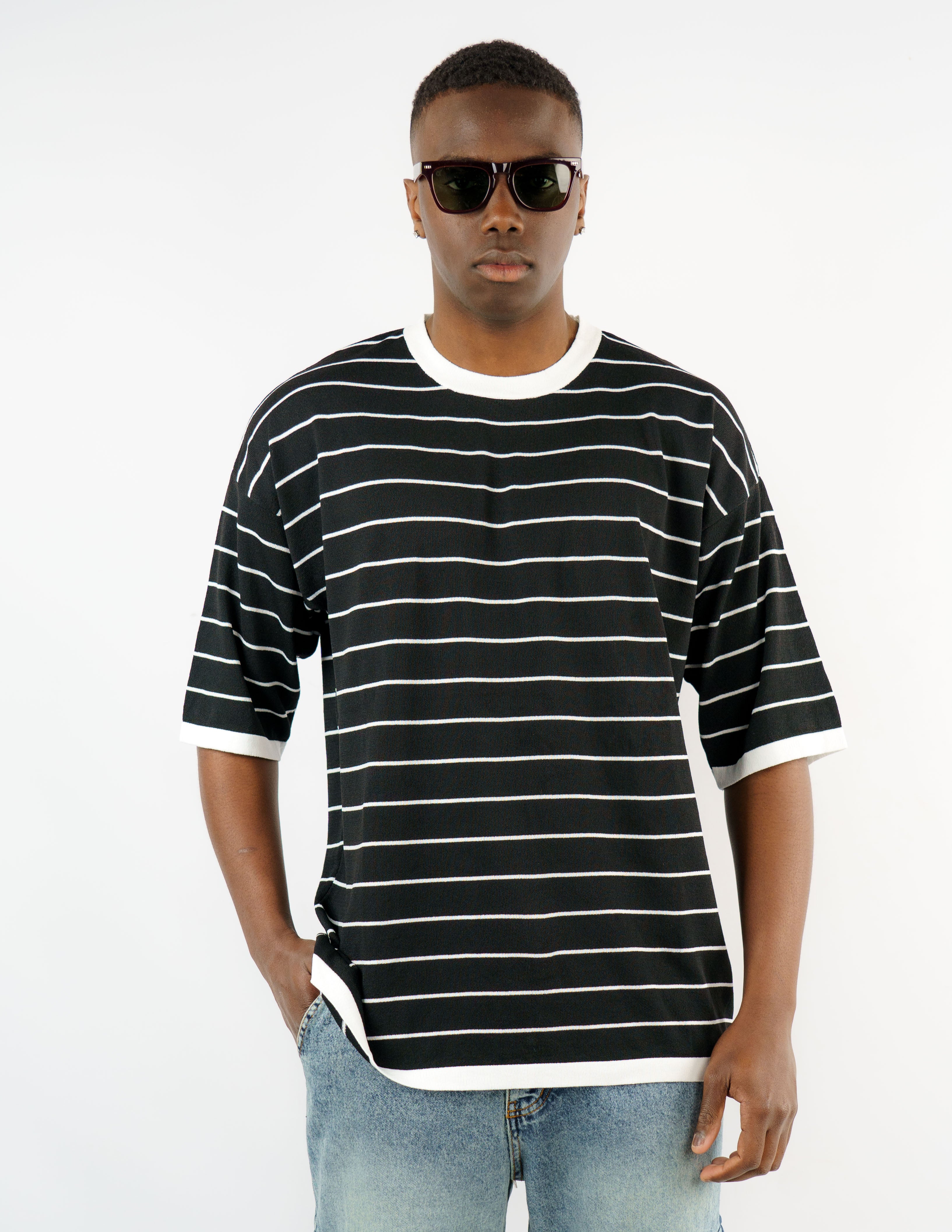 t-shirt girocollo rigata over