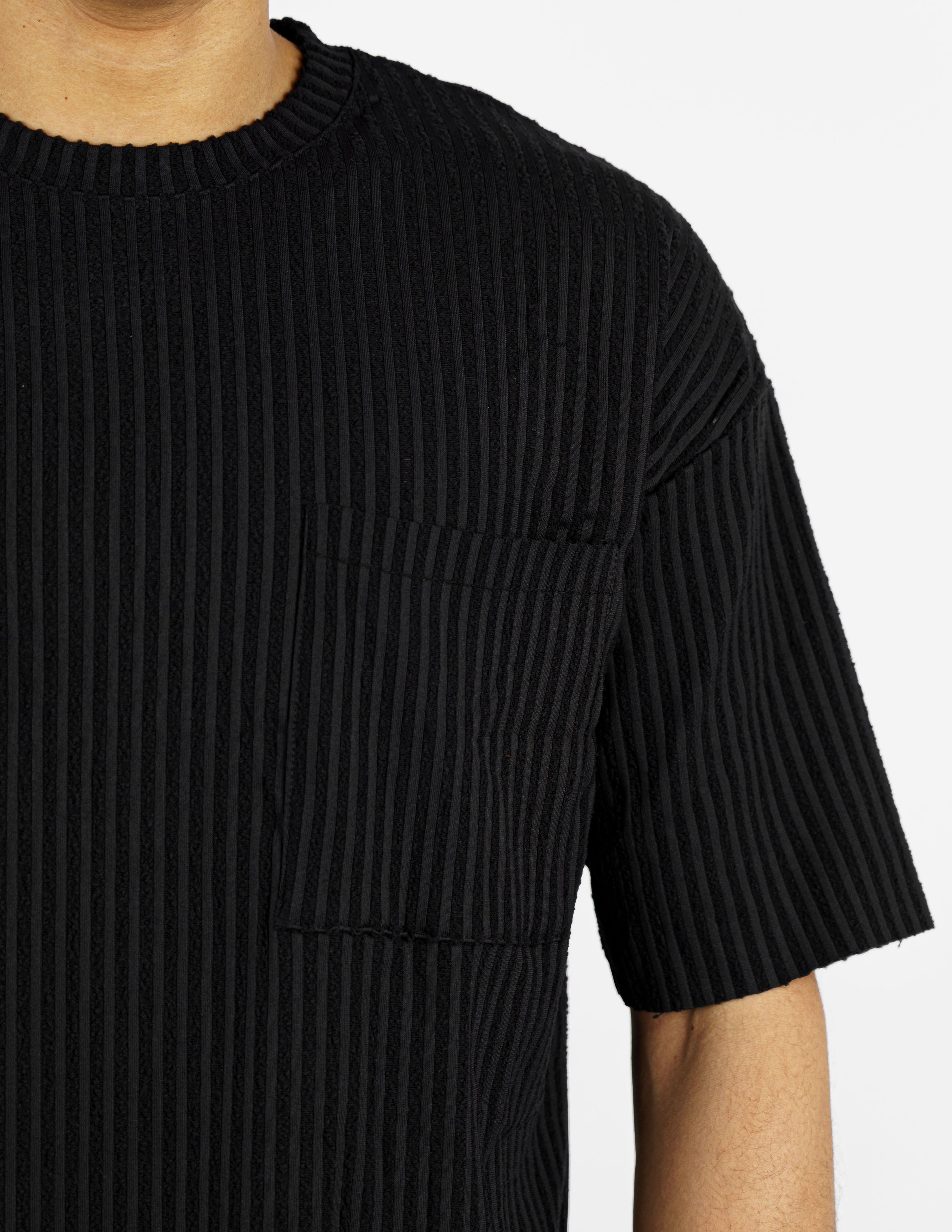 t-shirt girocollo strutturata rigata