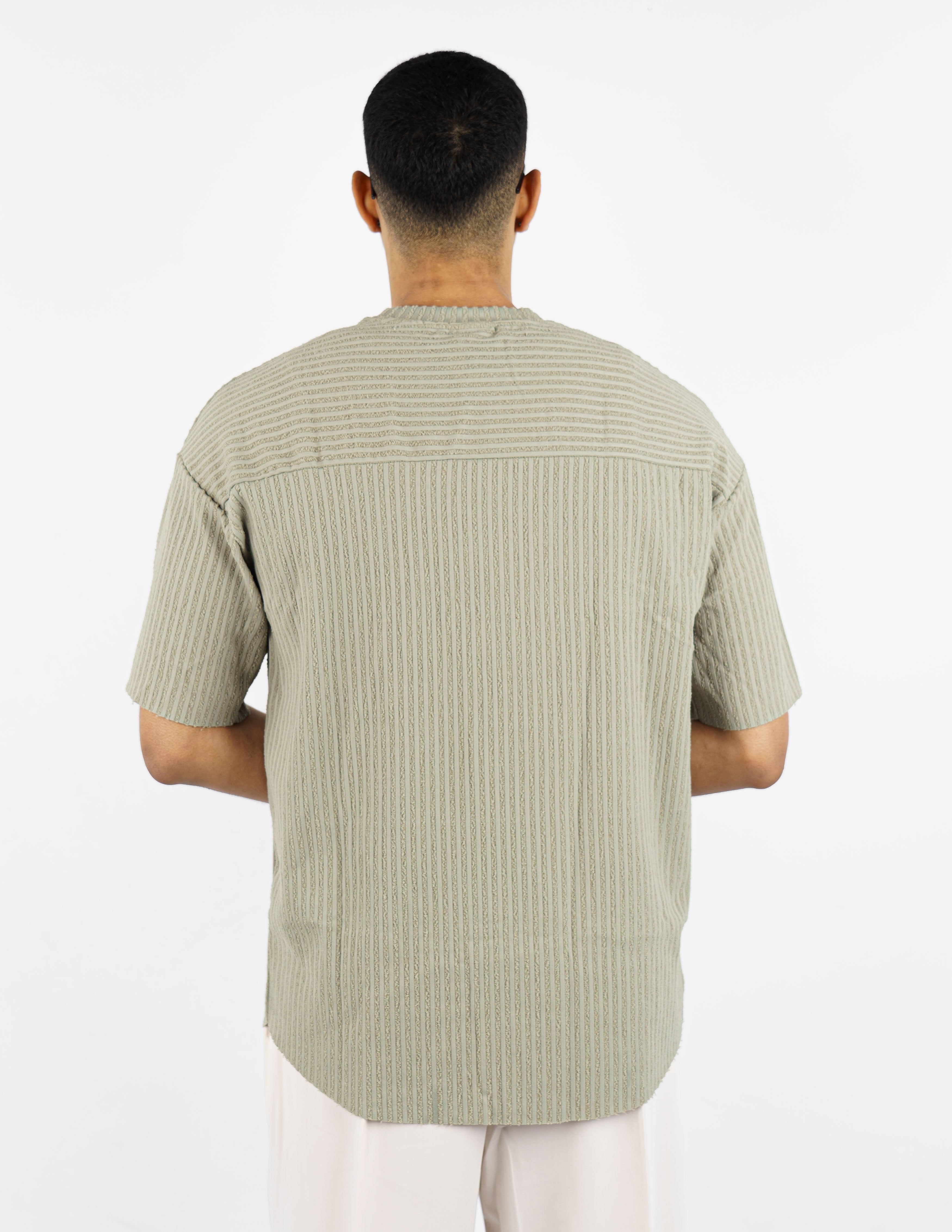 t-shirt girocollo strutturata rigata