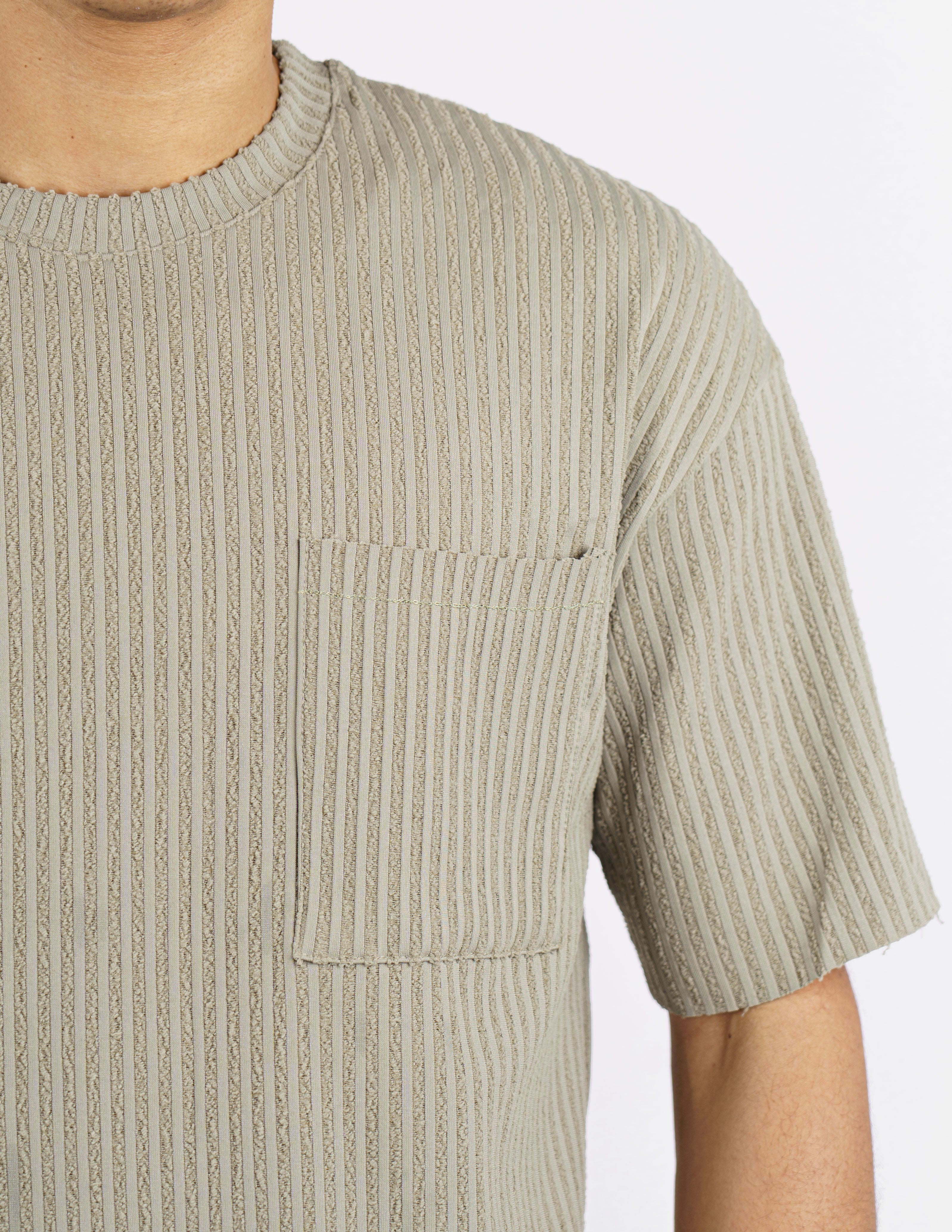 t-shirt girocollo strutturata rigata