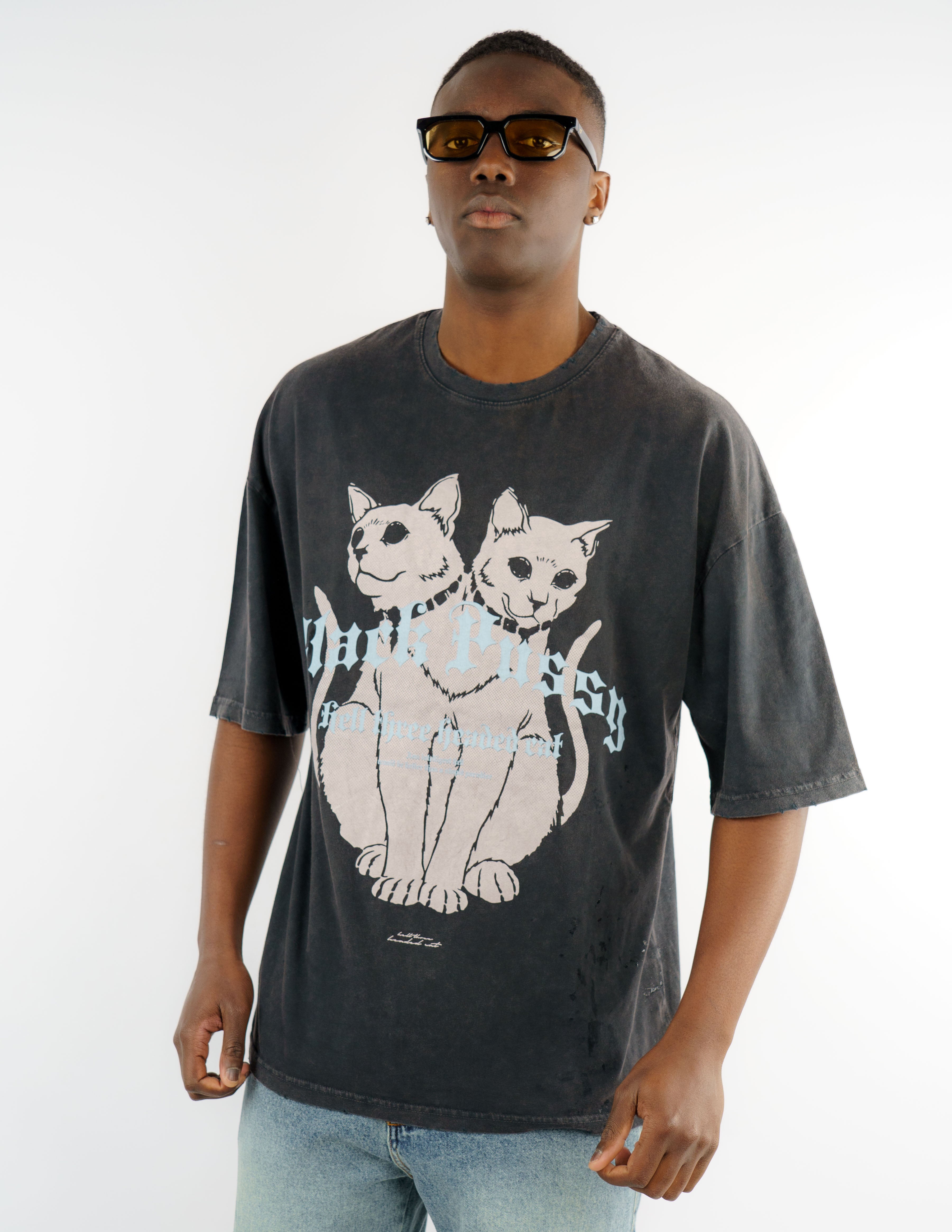 t-shirt slavata over con stampa
