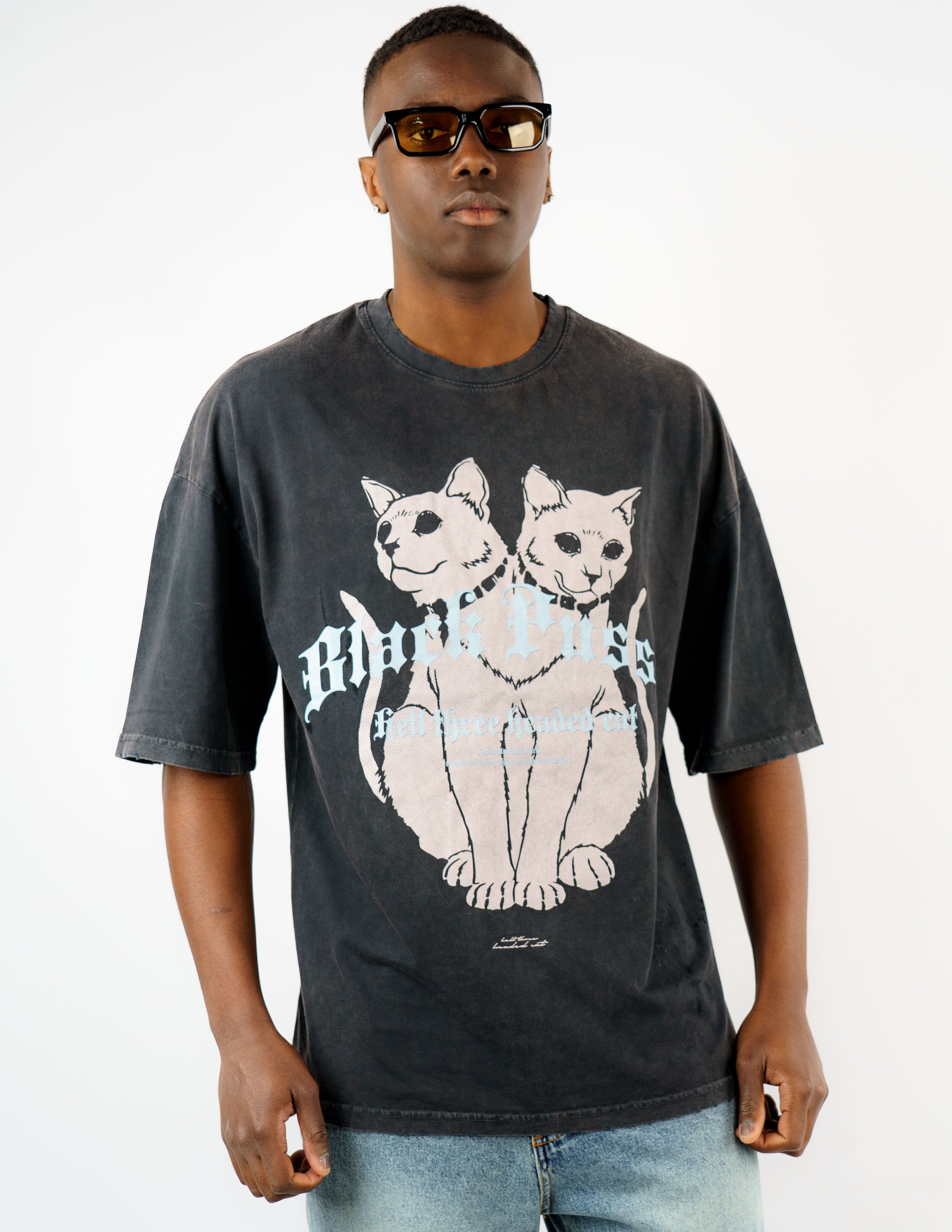 t-shirt slavata over con stampa
