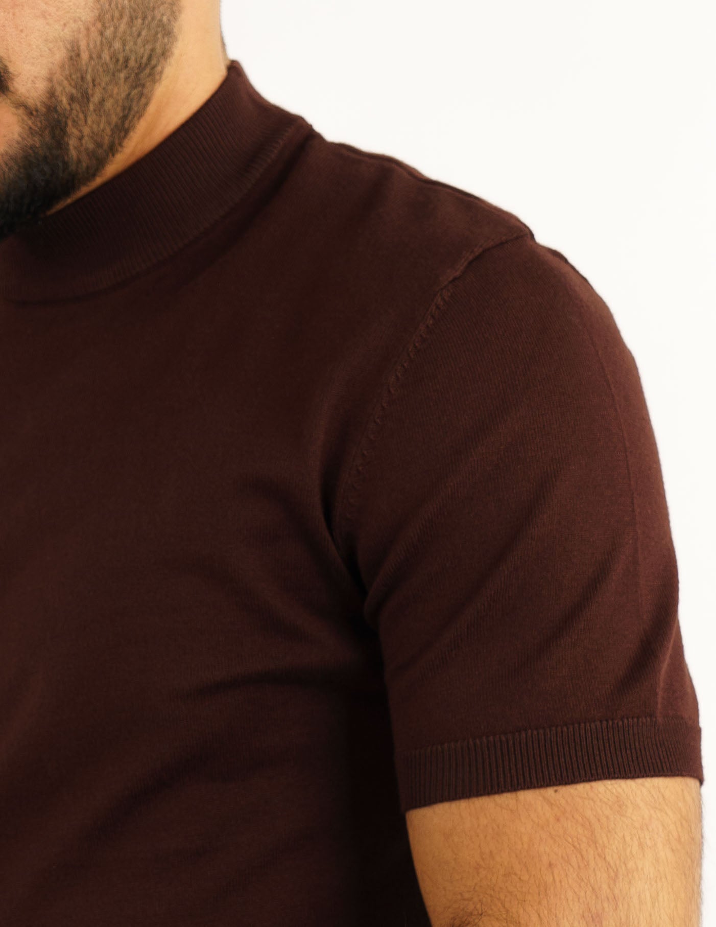 t-shirt uomo mezzo collo manica corta in filo