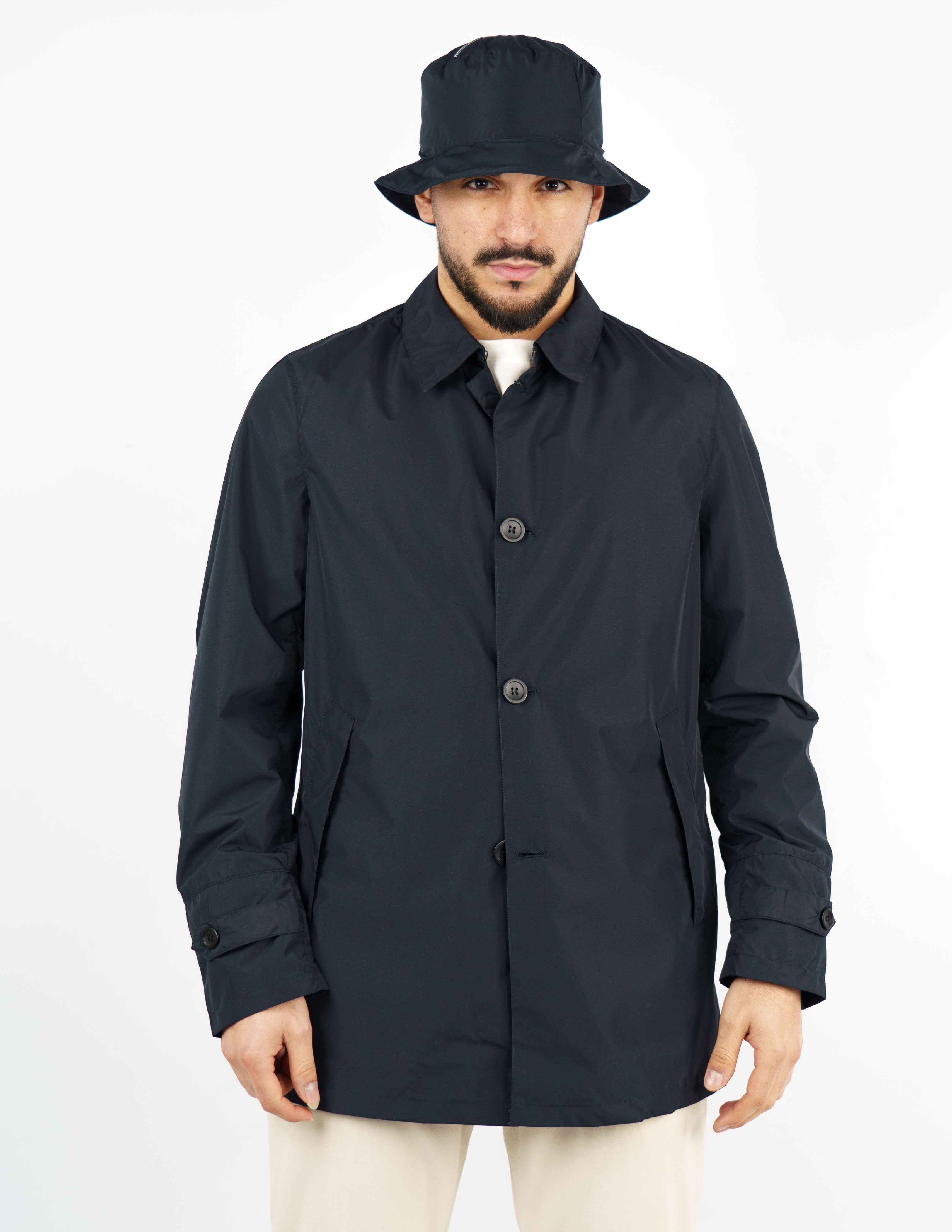 trench monopetto extra ligth no stiro con cappellino