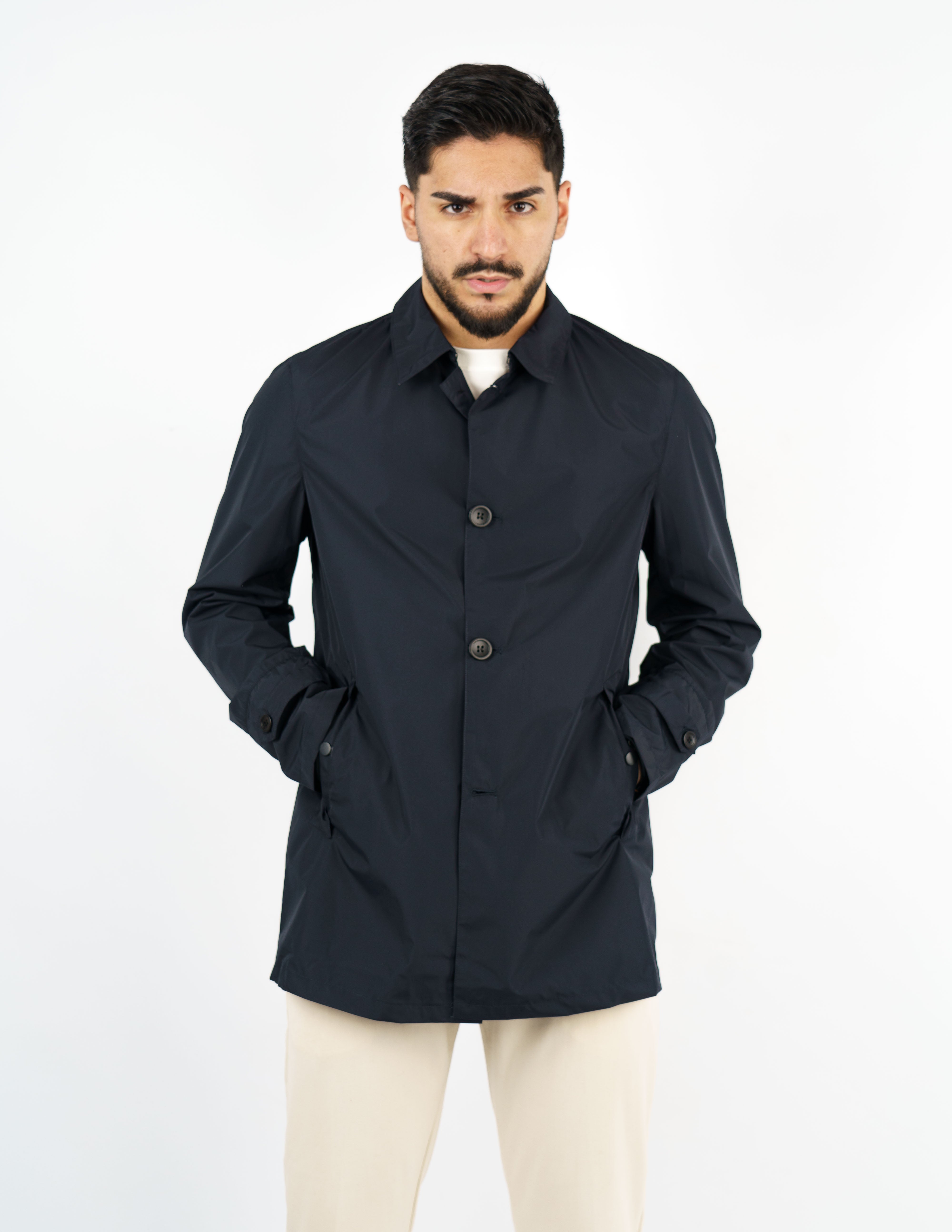 trench monopetto extra light no stiro con cappellino