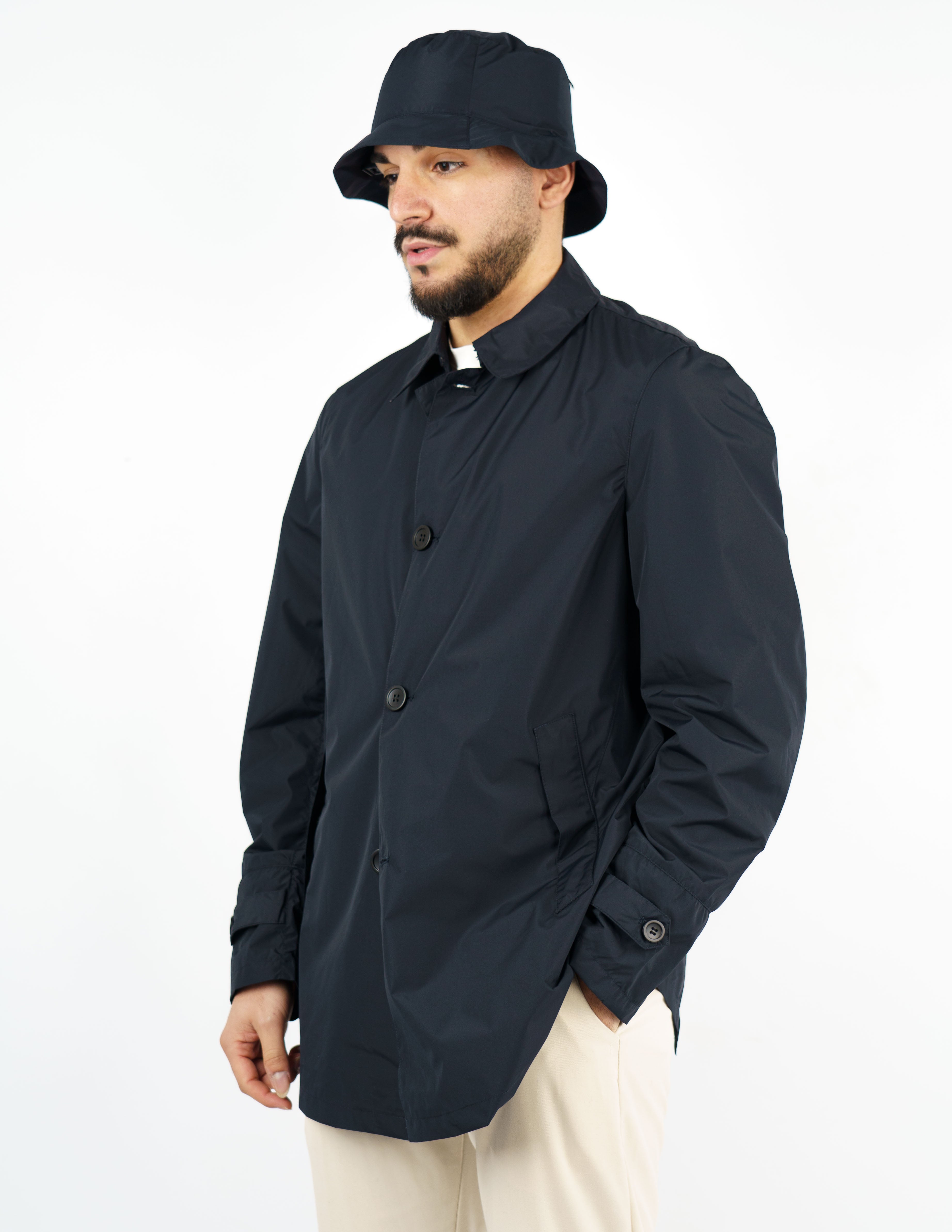 trench monopetto extra light no stiro con cappellino