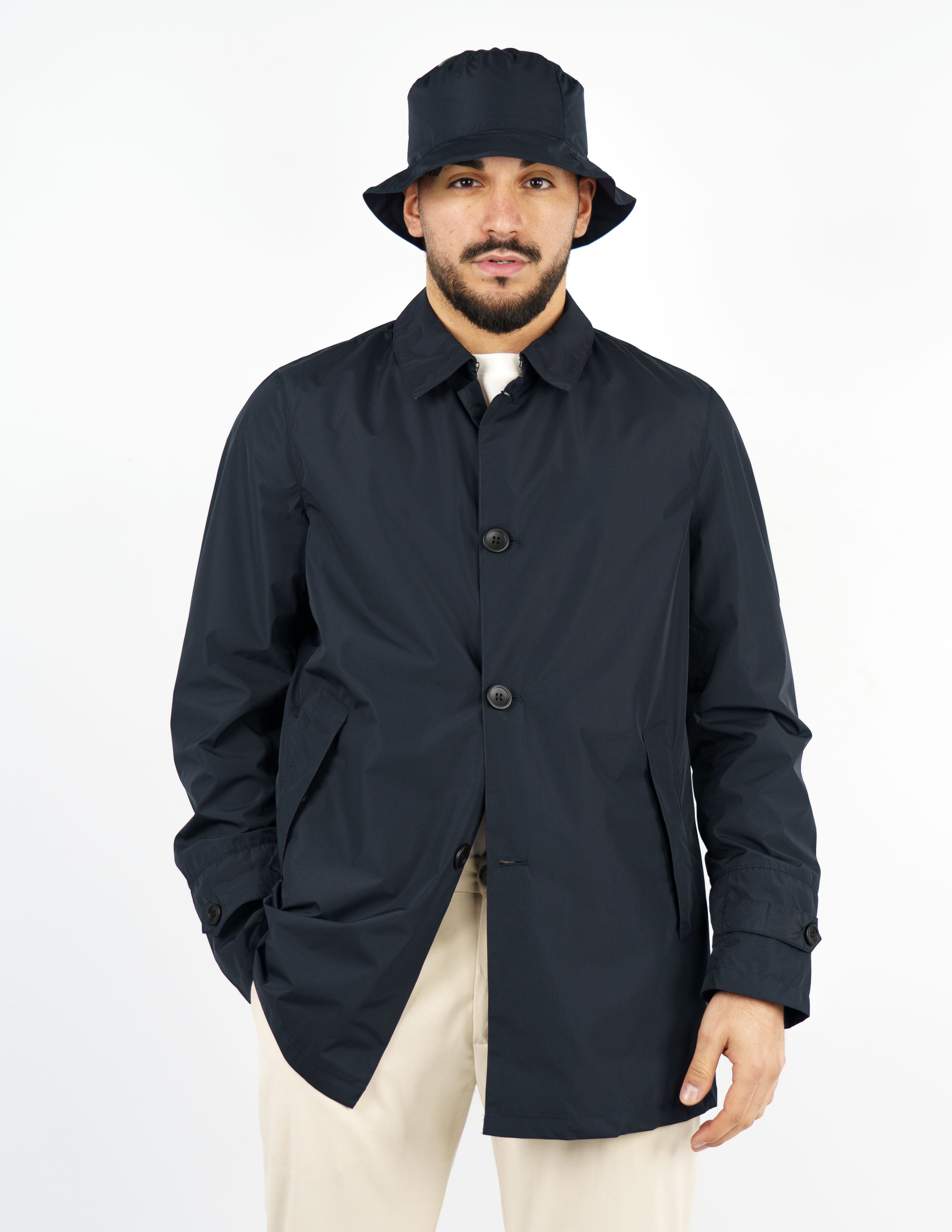 trench monopetto extra ligth no stiro con cappellino