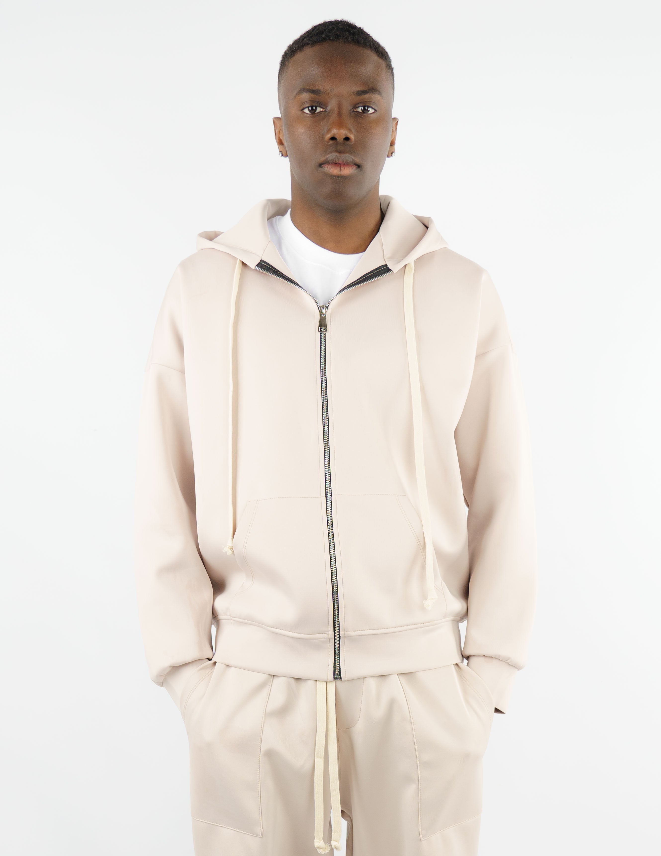 tuta in tessuto scuba con cappuccio