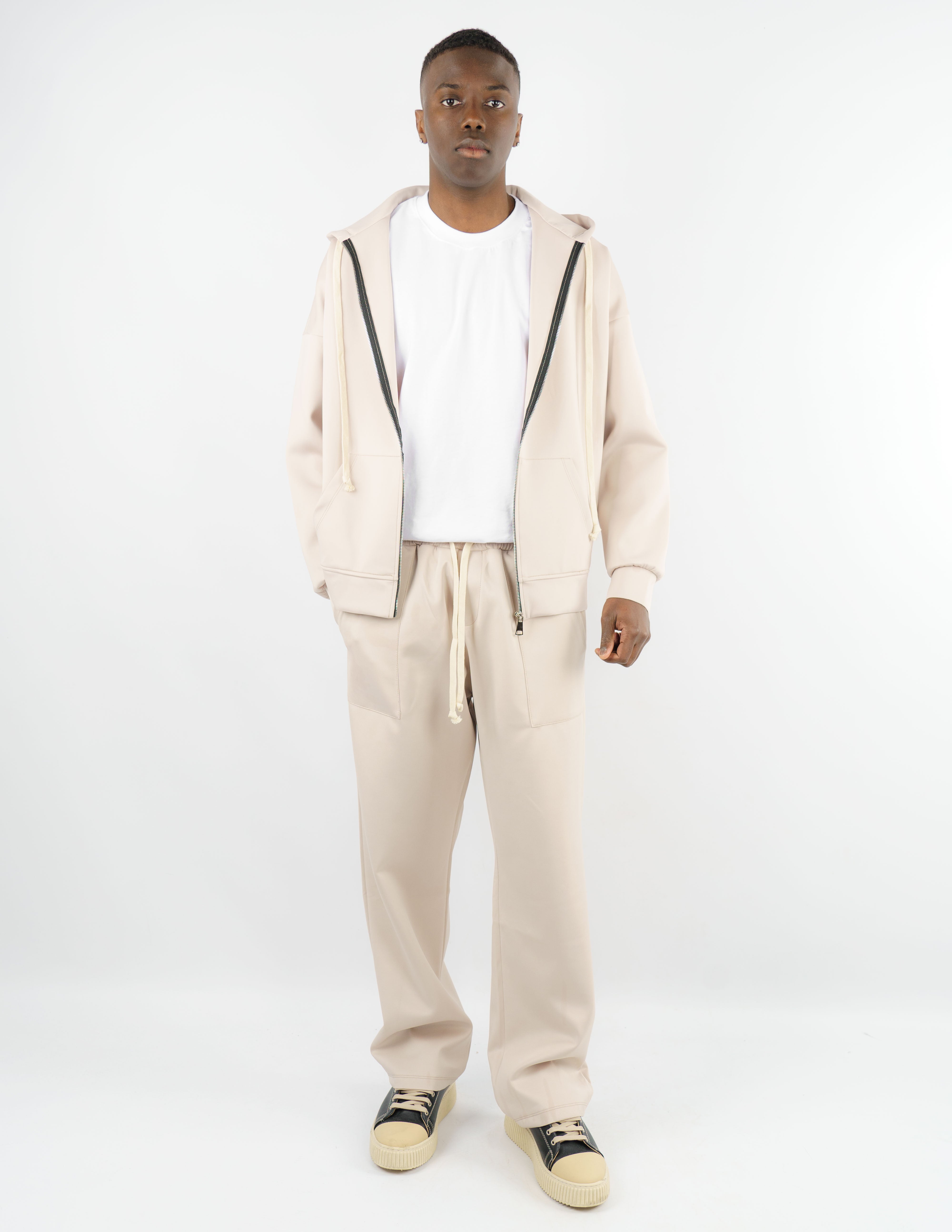 tuta in tessuto scuba con cappuccio