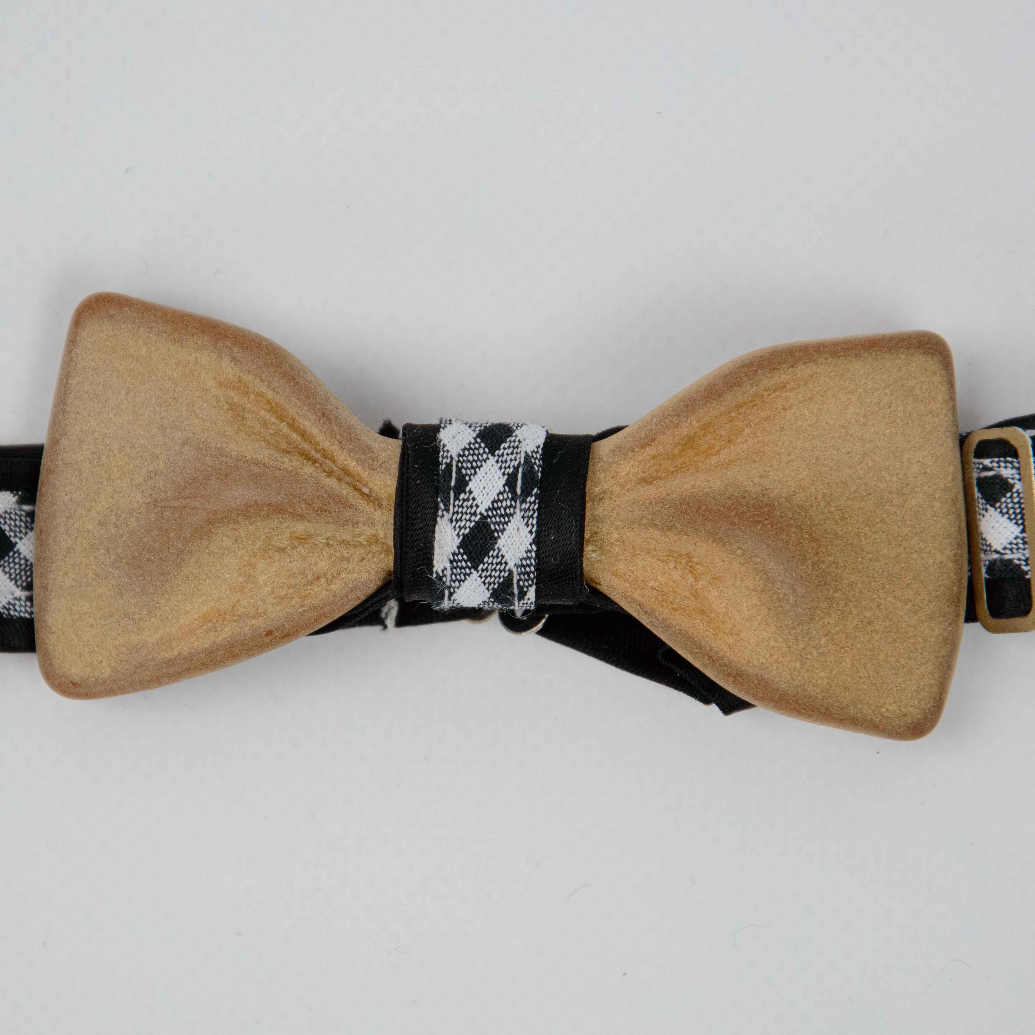 papillon uomo in legno con dettaglio a quadri