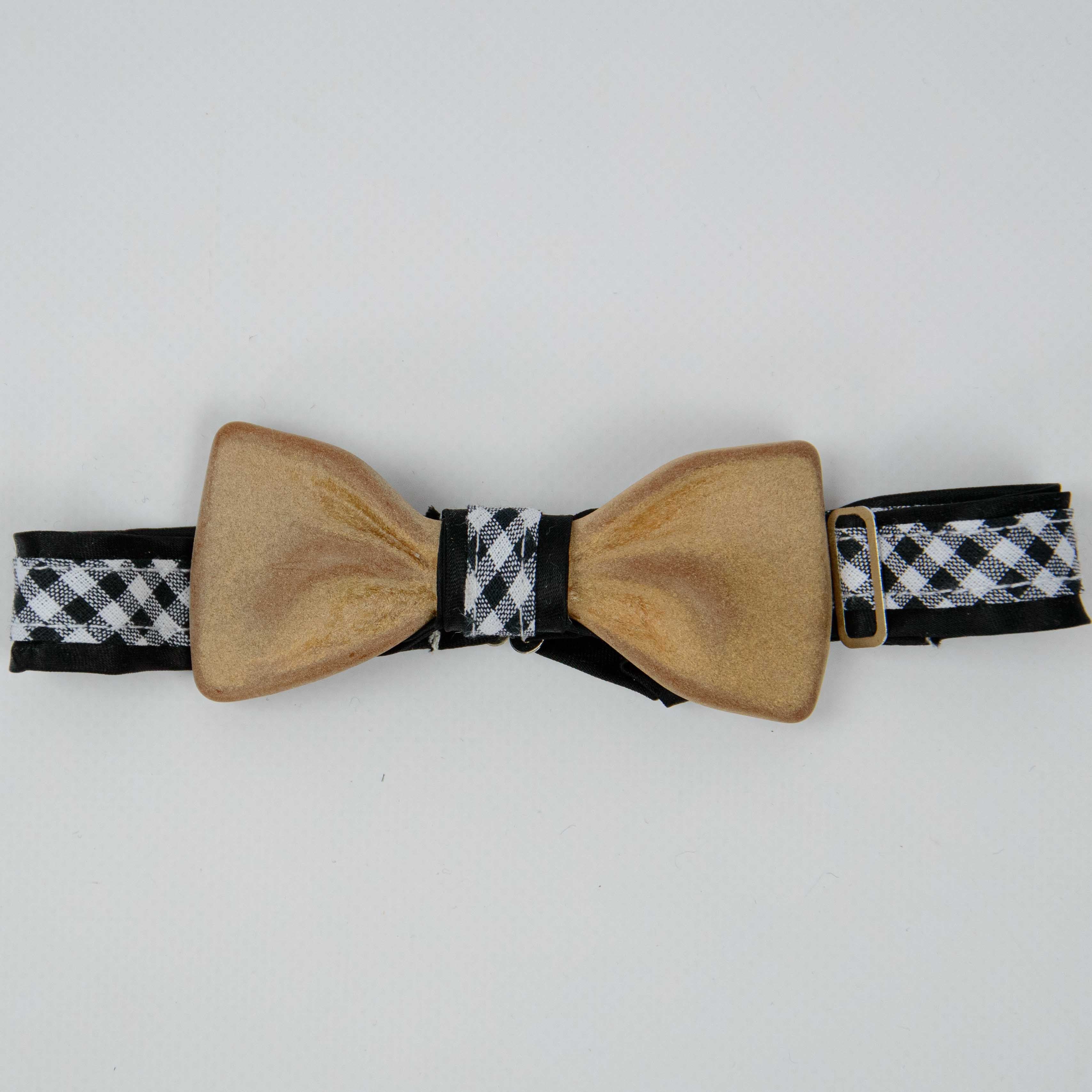 papillon uomo in legno con dettaglio a quadri