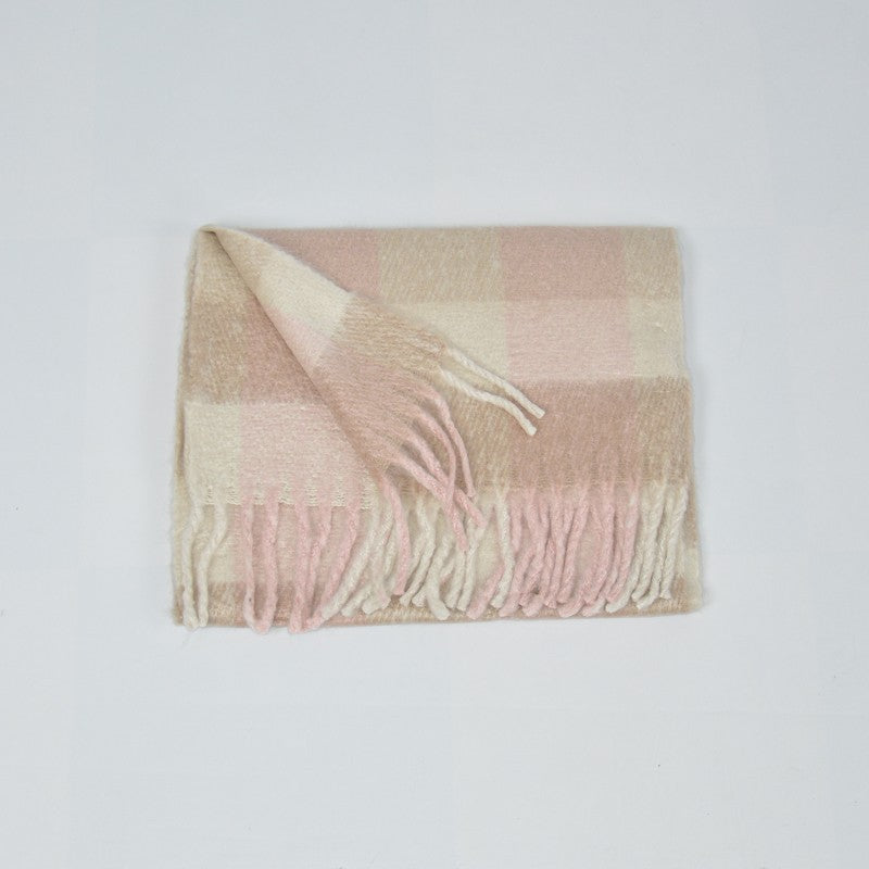 sciarpa unisex a quadri con frange