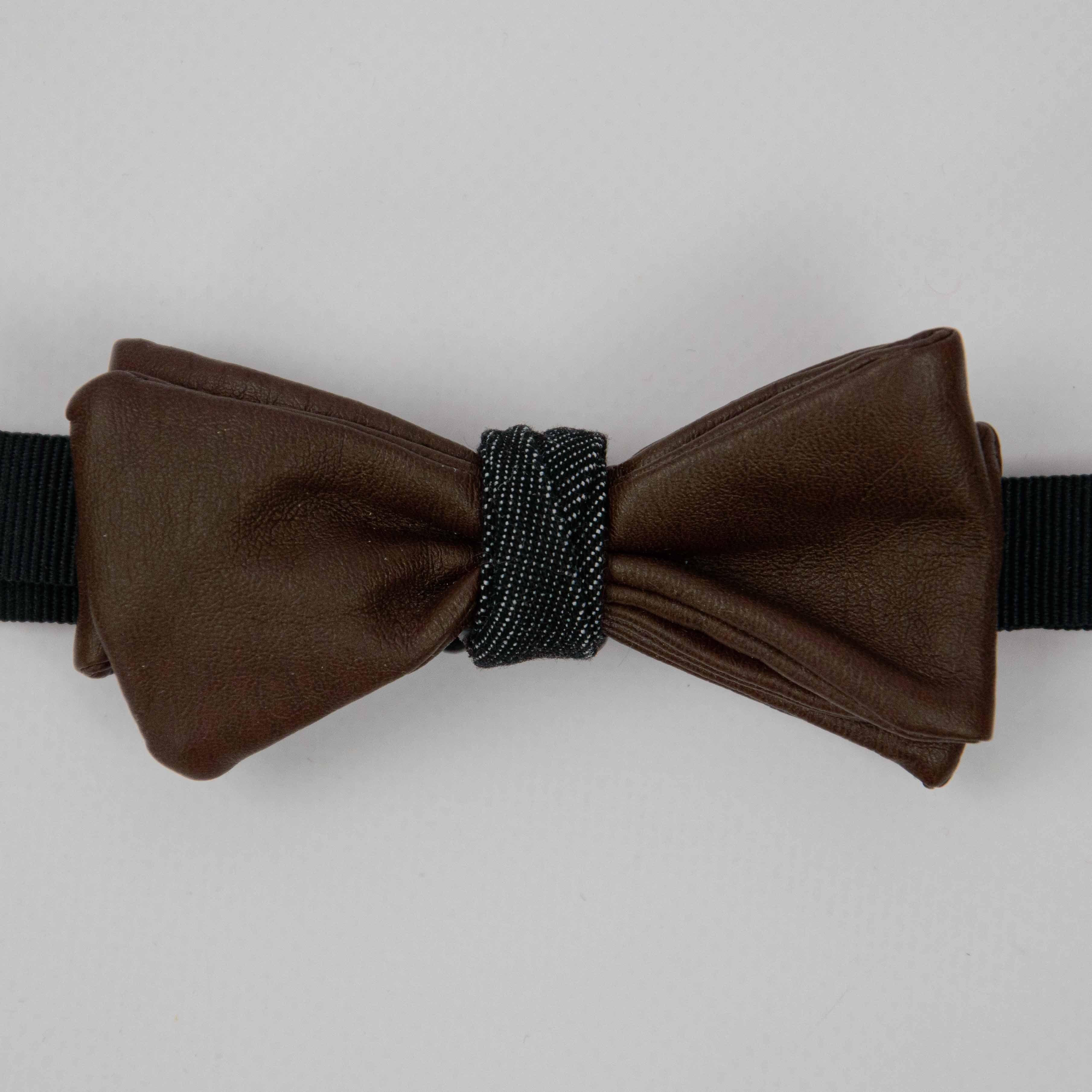 papillon uomo in pelle marrone