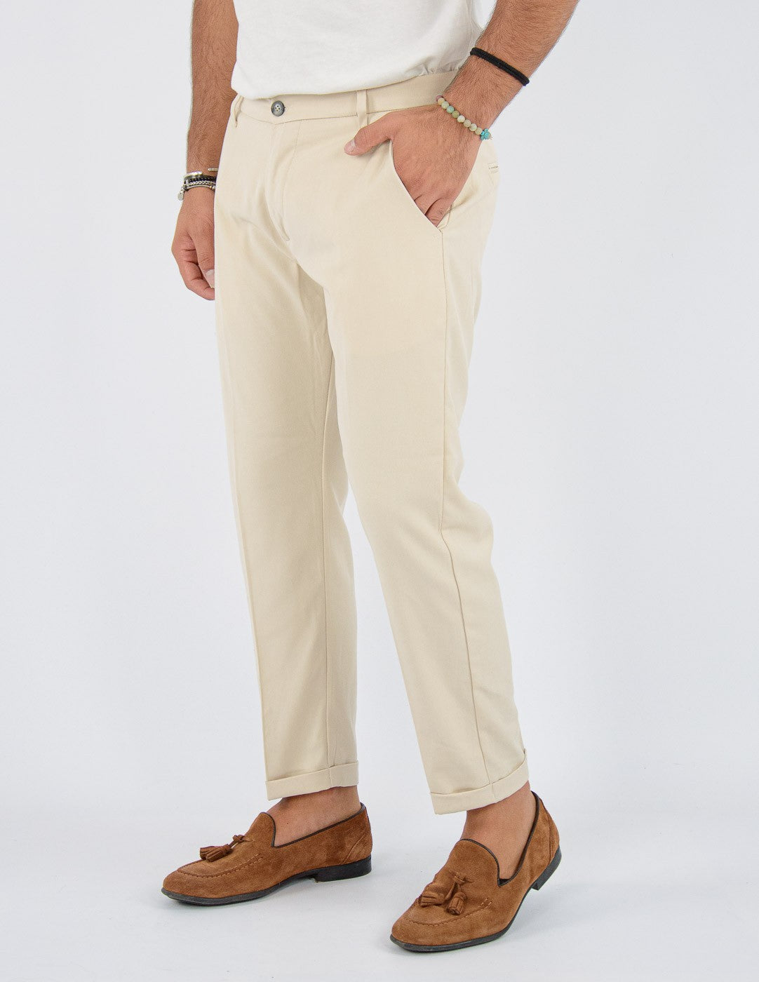 Pantalone Uomo Lungo classico con piega