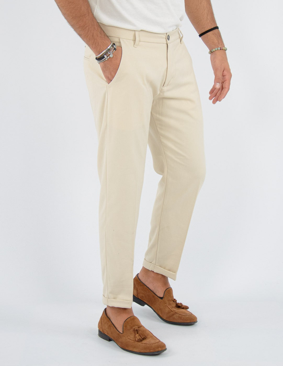 Pantalone Uomo Lungo classico con piega