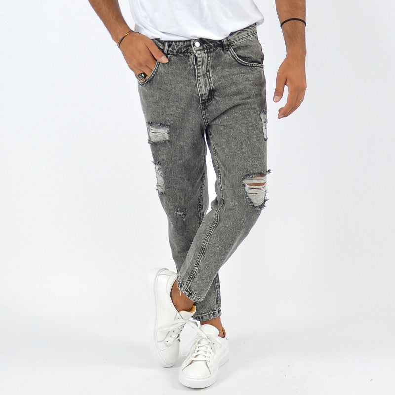 Jeans uomo denim con rotture