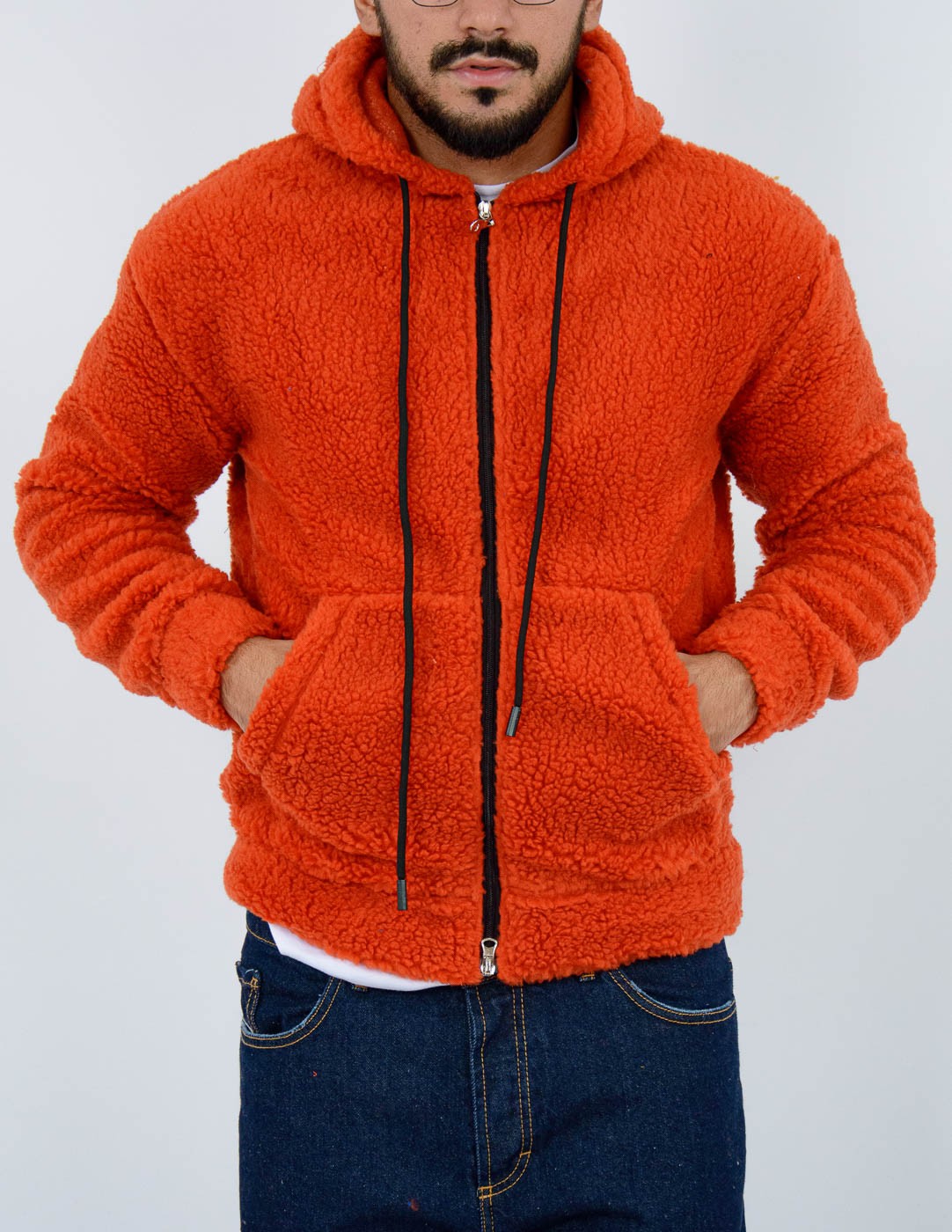 felpa uomo teddy con zip