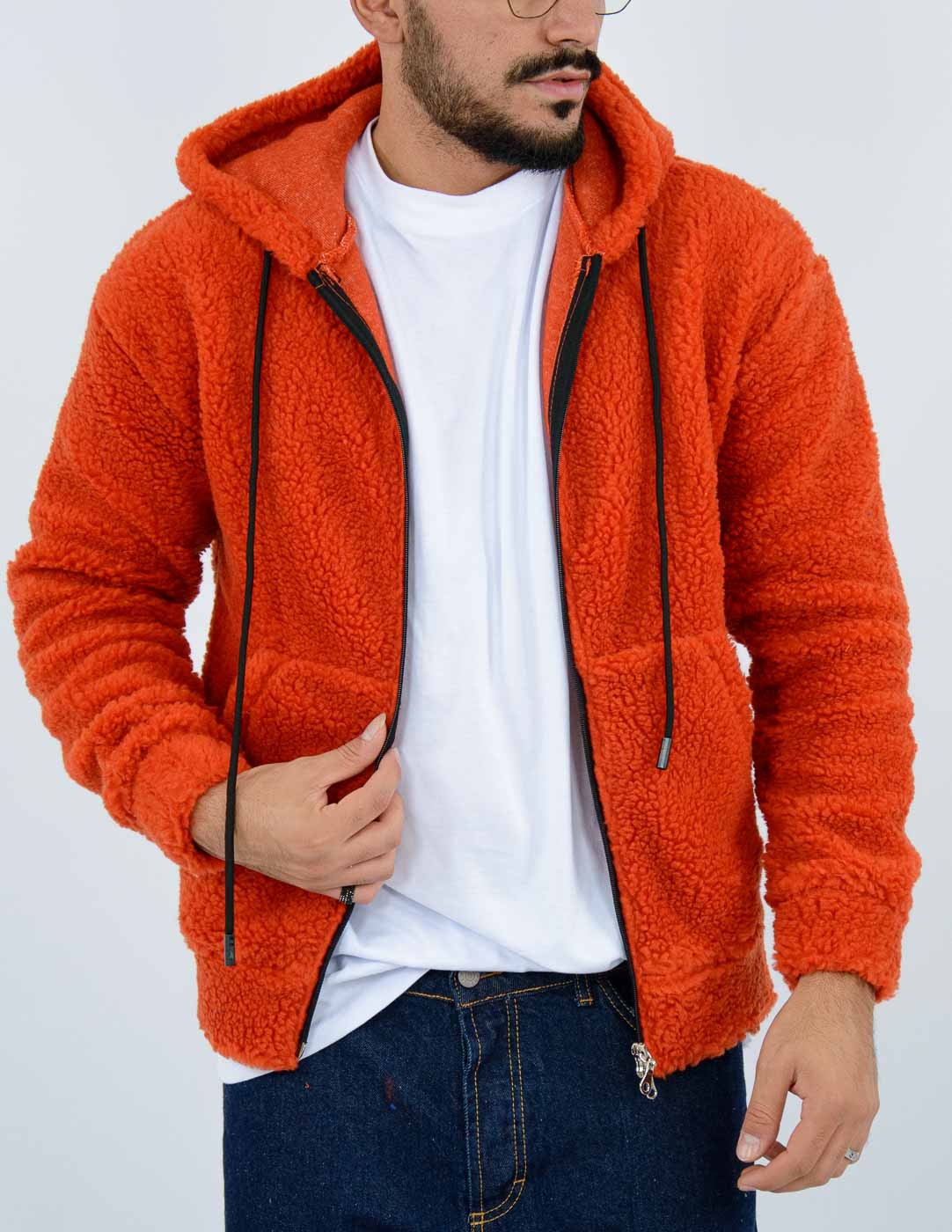 felpa uomo teddy con zip