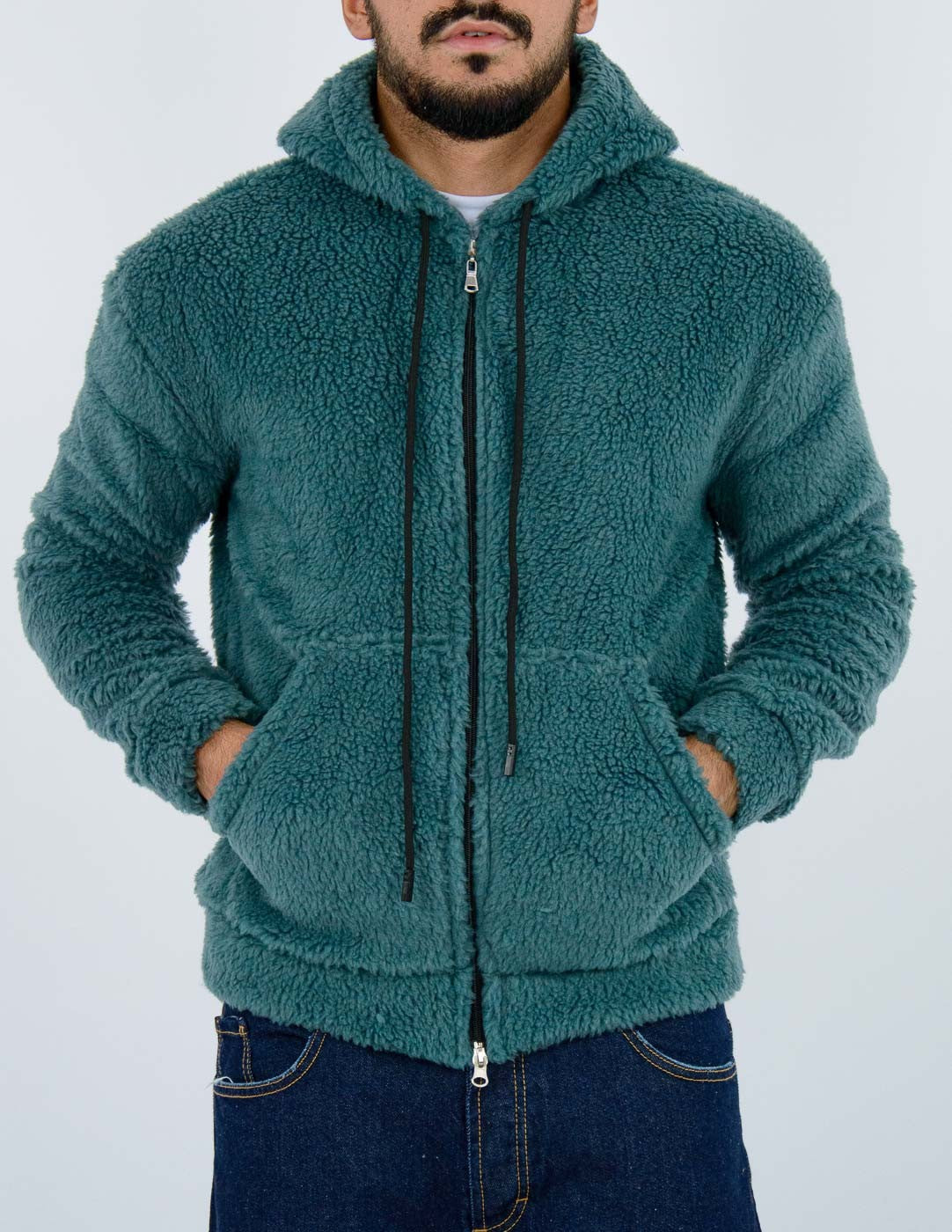 felpa uomo teddy con zip