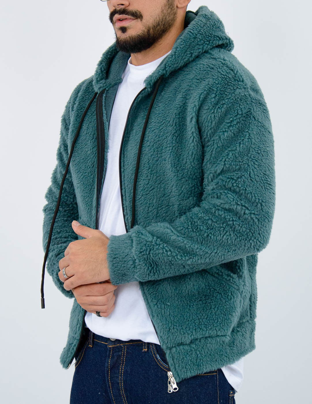 felpa uomo teddy con zip