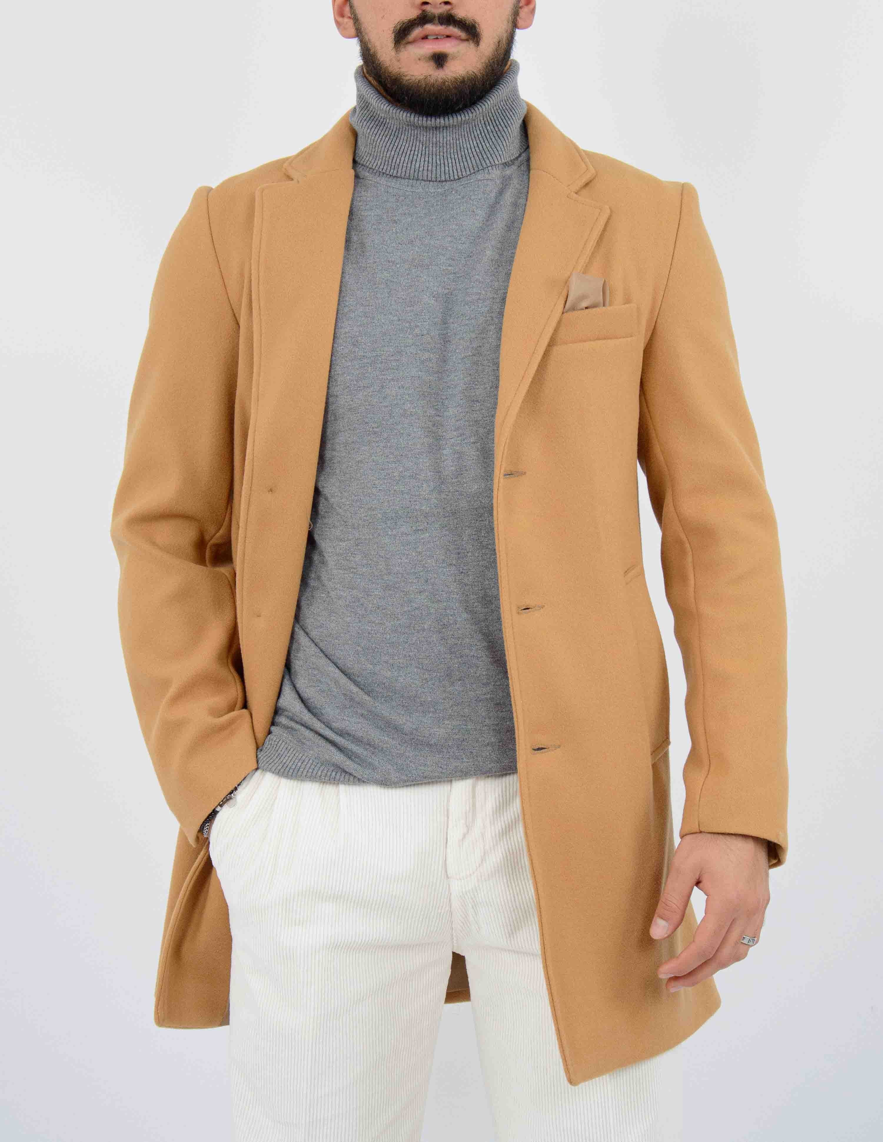 CAPPOTTO UOMO MONOPETTO TINTA UNITA