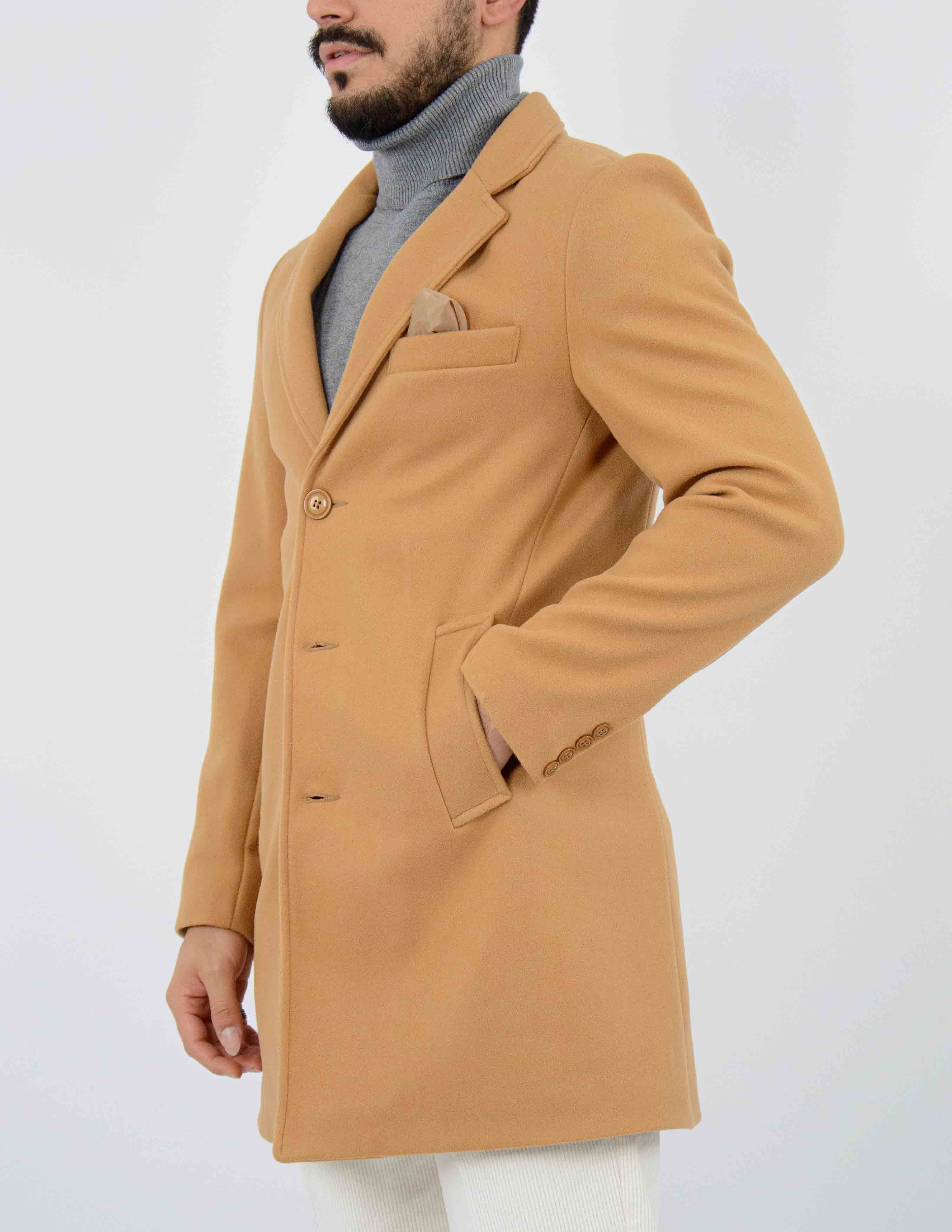 CAPPOTTO UOMO MONOPETTO TINTA UNITA