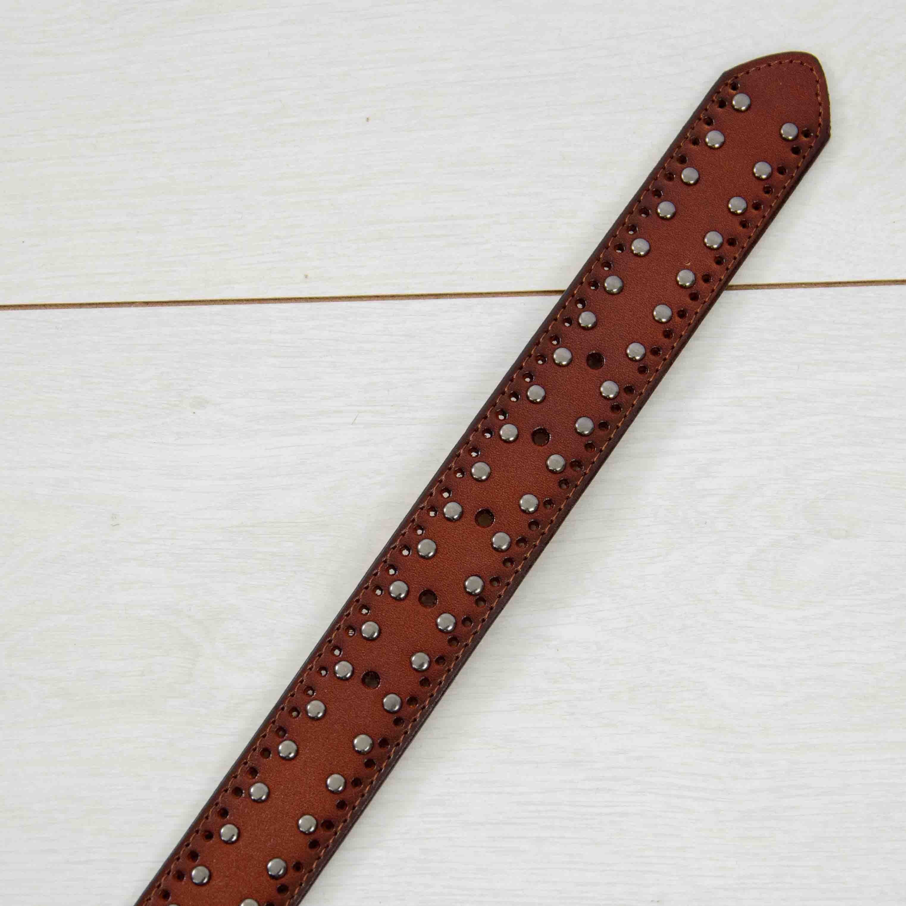 CINTURA UOMO IN PELLE MARRONE CON BORCHIE