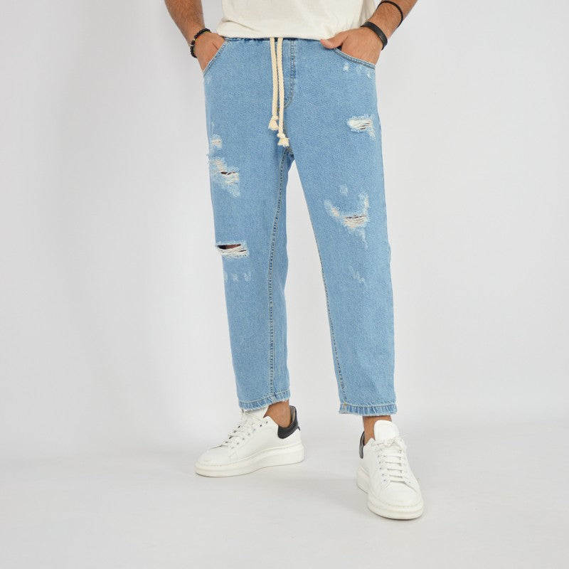 jeans uomo elastico rotture lavaggio medio