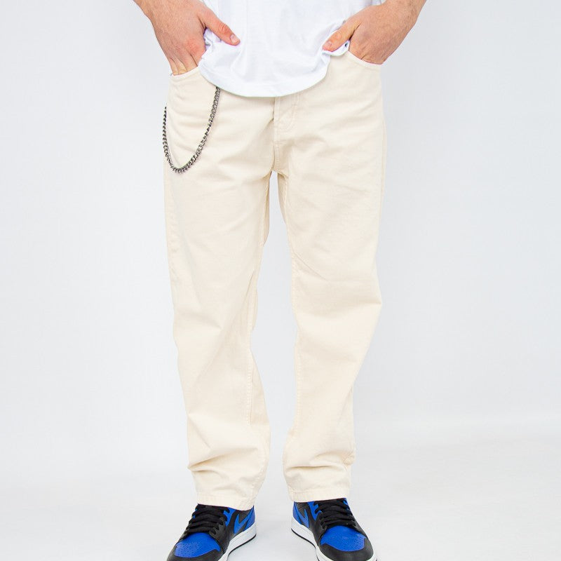 jeans uomo baggy denim panna