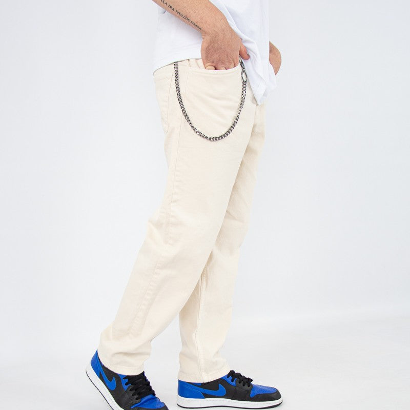 jeans uomo baggy denim panna