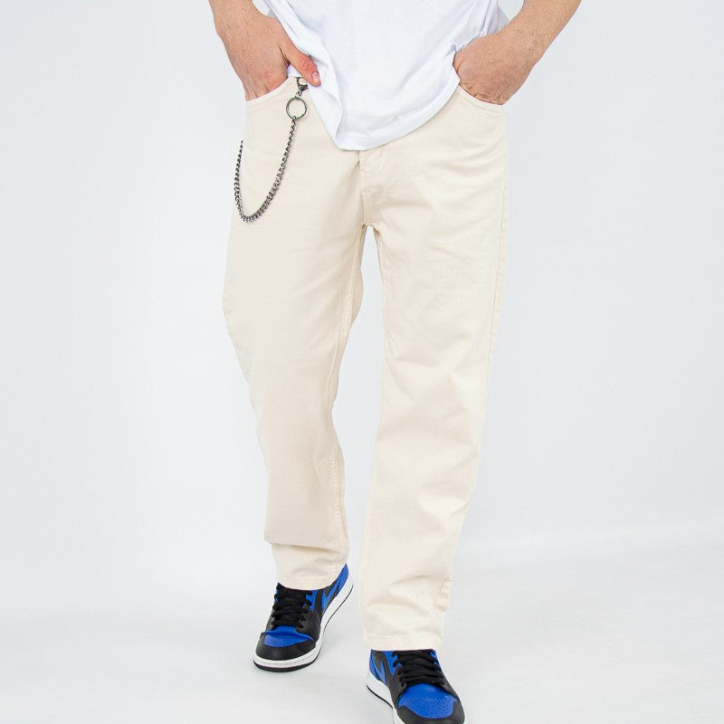 jeans uomo baggy denim panna