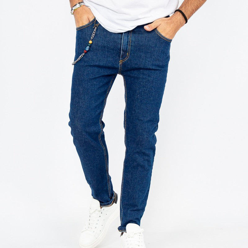 jeans uomo denim stretto scuro blu