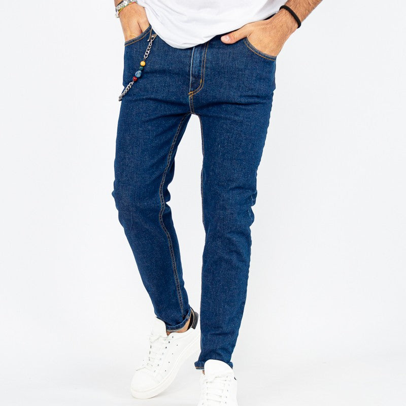 jeans uomo denim stretto scuro blu