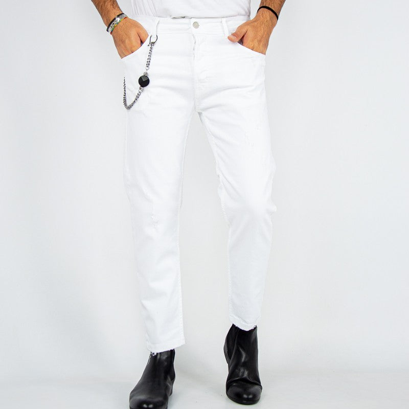 jeans uomo slim colorato bianco