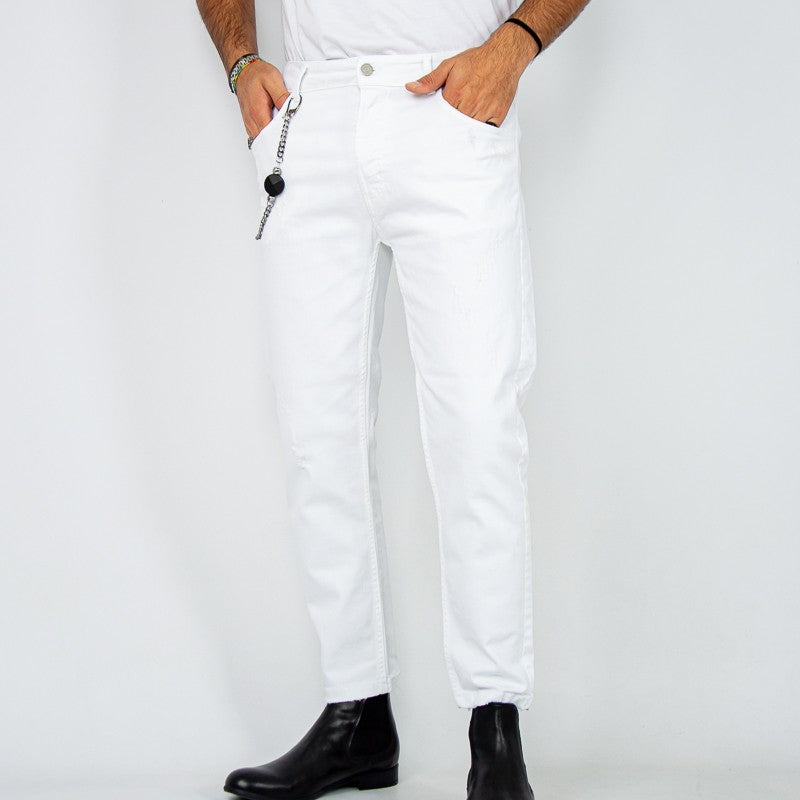 jeans uomo slim colorato bianco
