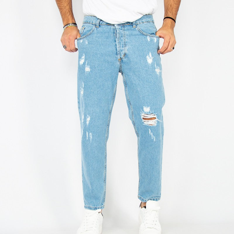 jeans uomo denim con strappi medio