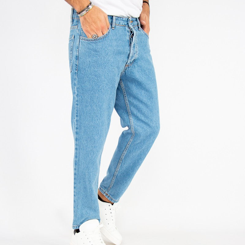 jeans uomo denim basic carrot blu