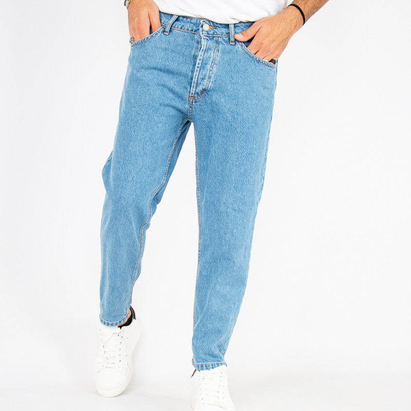 jeans uomo denim basic carrot blu