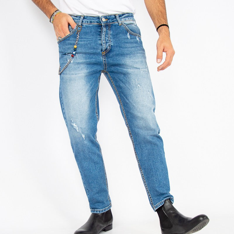 JEANS UOMO SKINNY ELEASTICO BLU